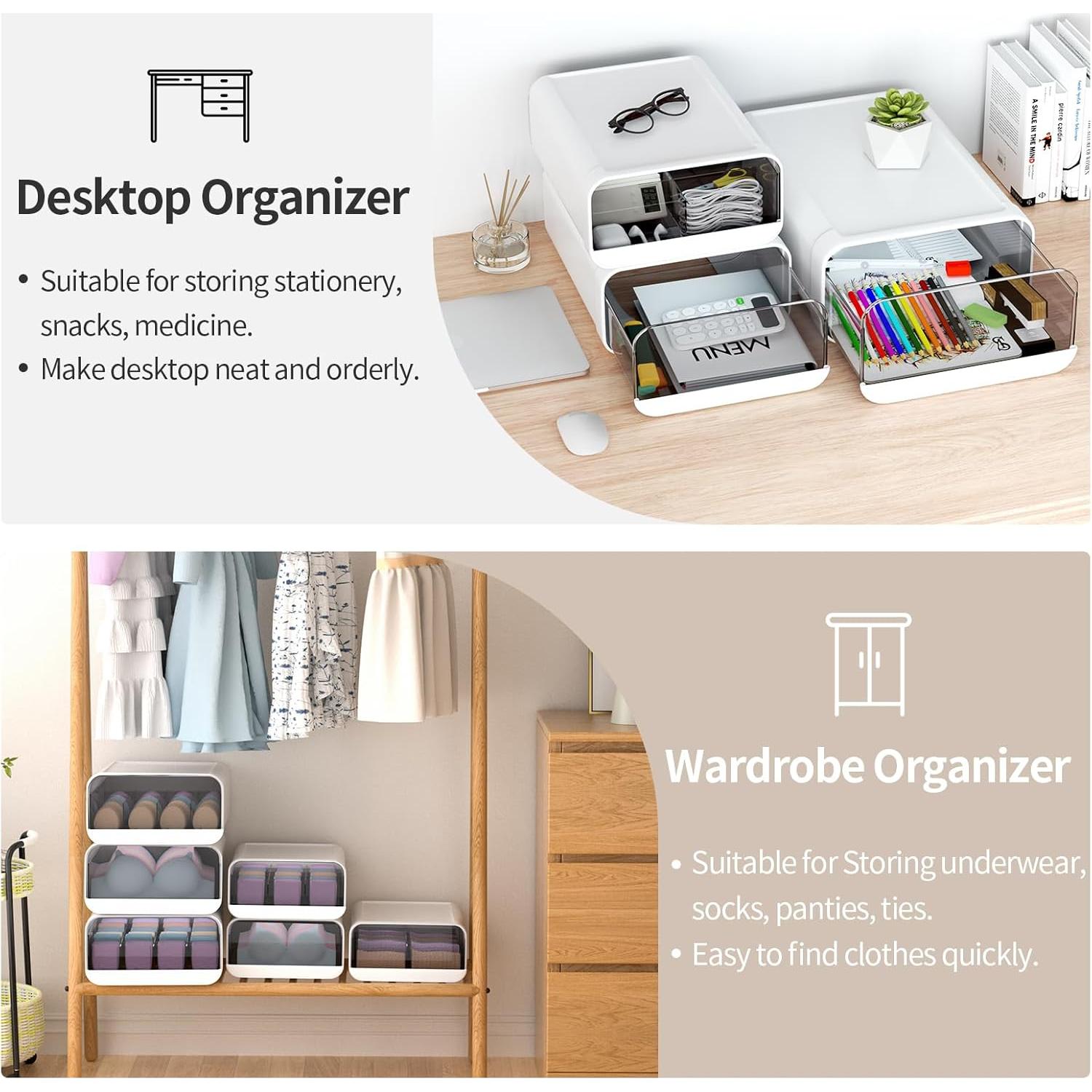 Organizador de Cajón Apilable Miaocona 1 Celda Blanco 40x26.4x14 cm