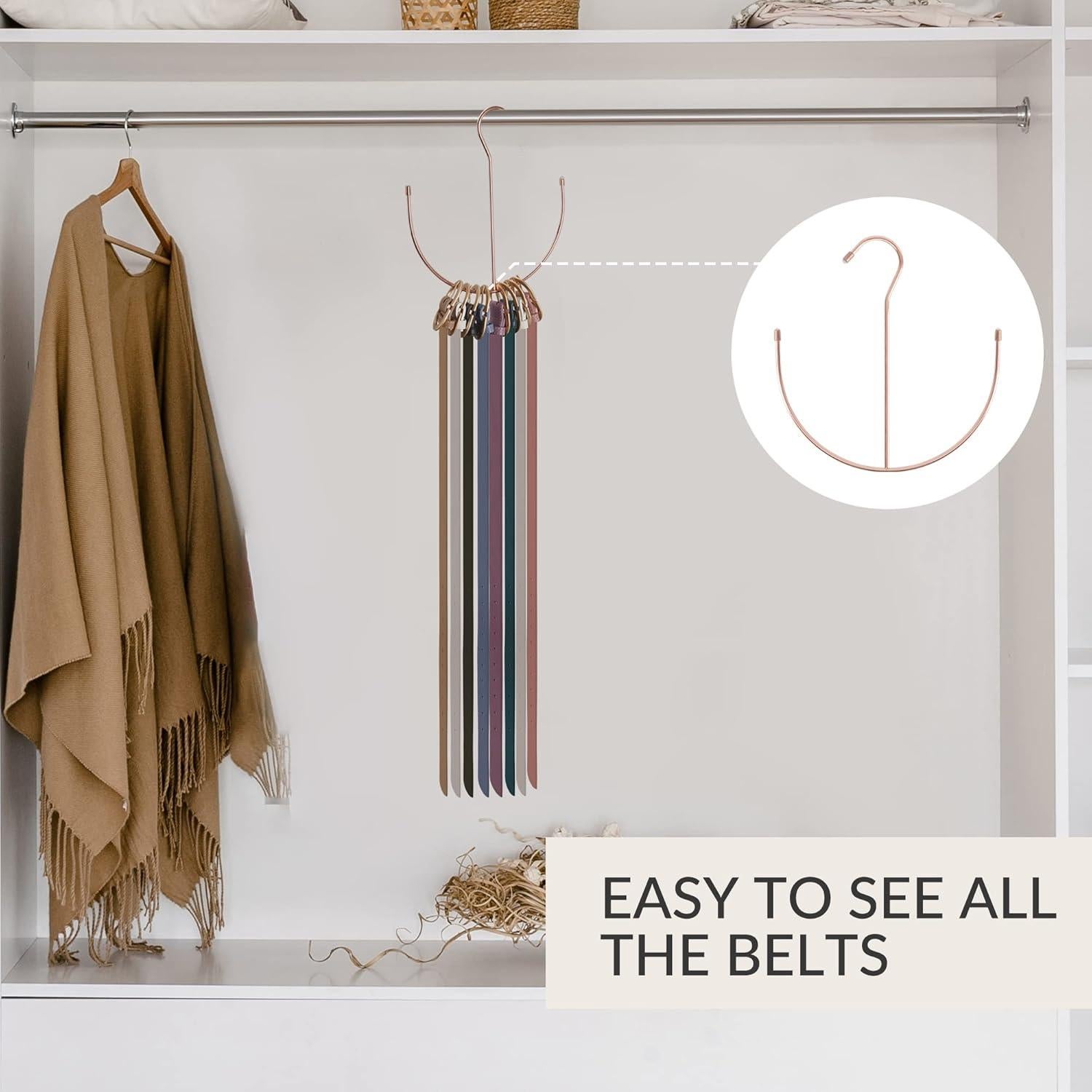 Soporte para Cinturones ZEDODIER Oro Rosa, Organizador Multifuncional