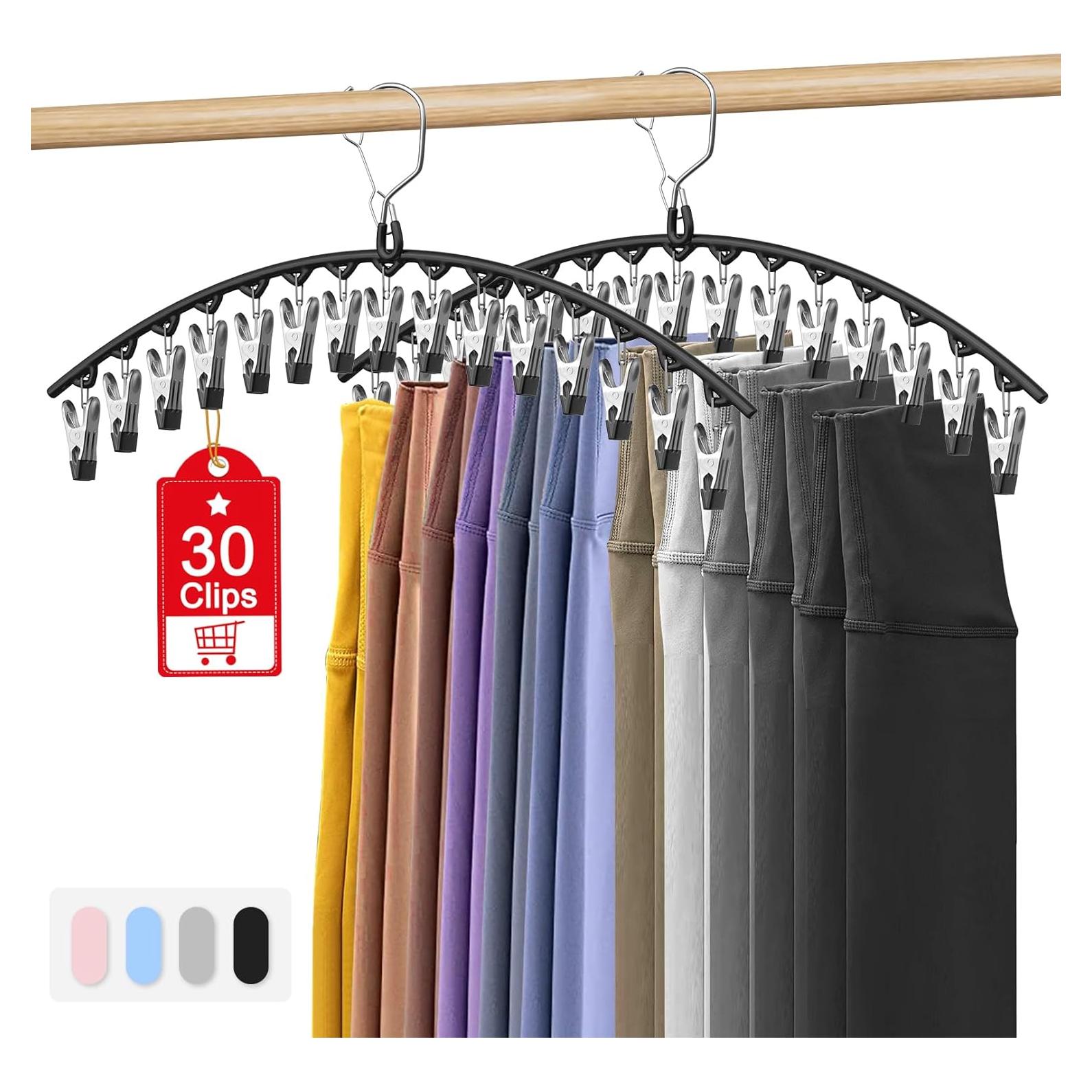 Perchas para Pantalones Besslly 2 Pack con 15 Clips Negro