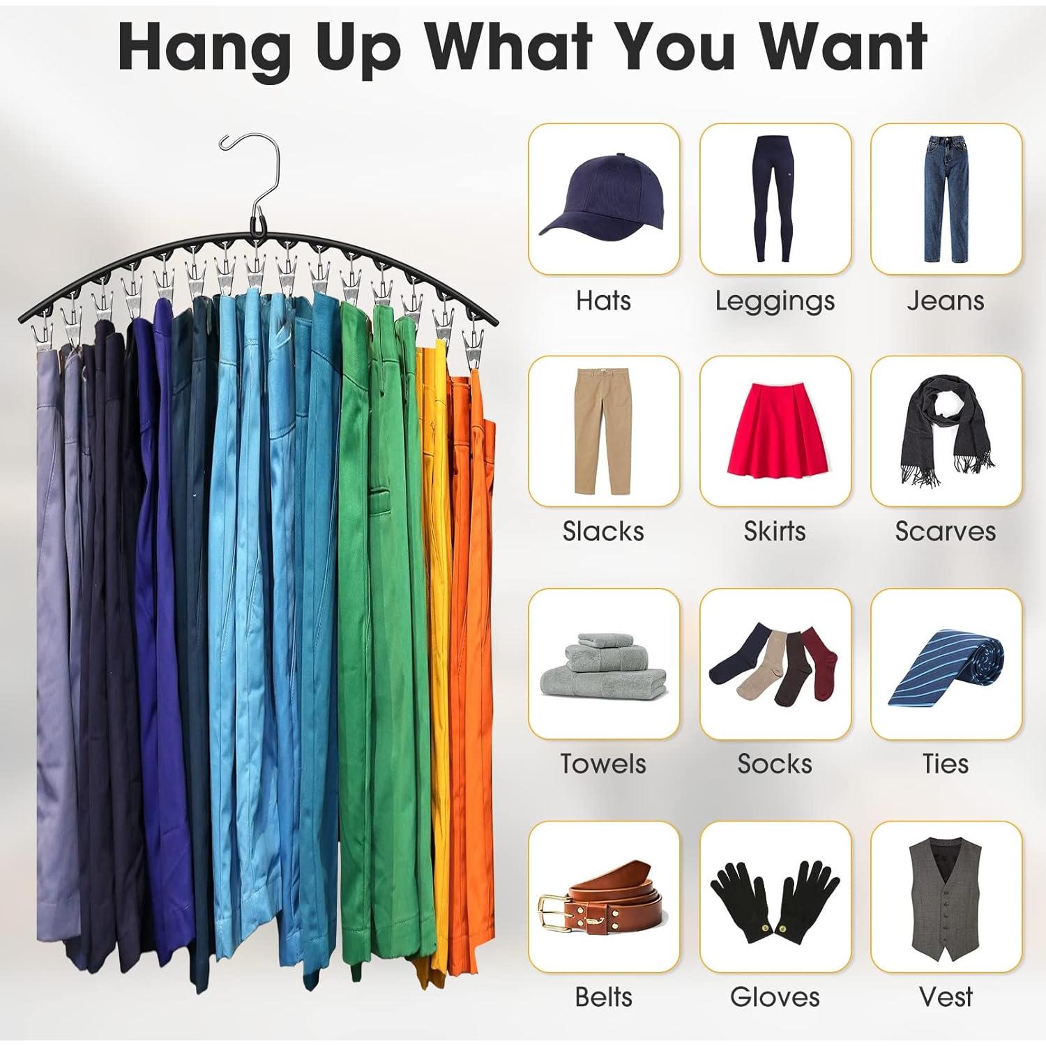 Perchas para Pantalones Besslly 2 Pack con 15 Clips Negro