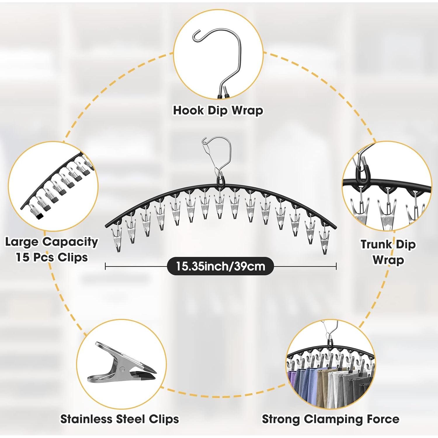 Perchas para Pantalones Besslly 2 Pack con 15 Clips Negro