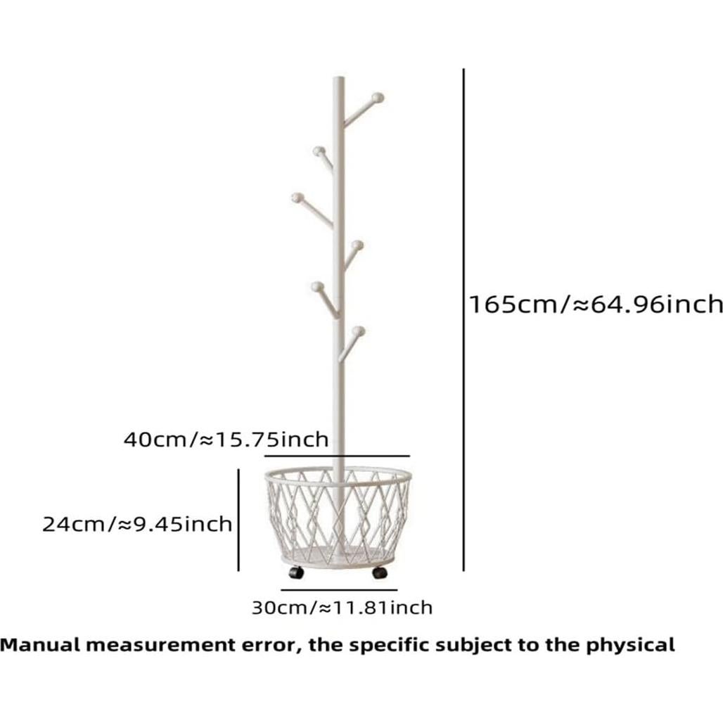 Perchero independiente CBBZJY blanco con cesta organizadora