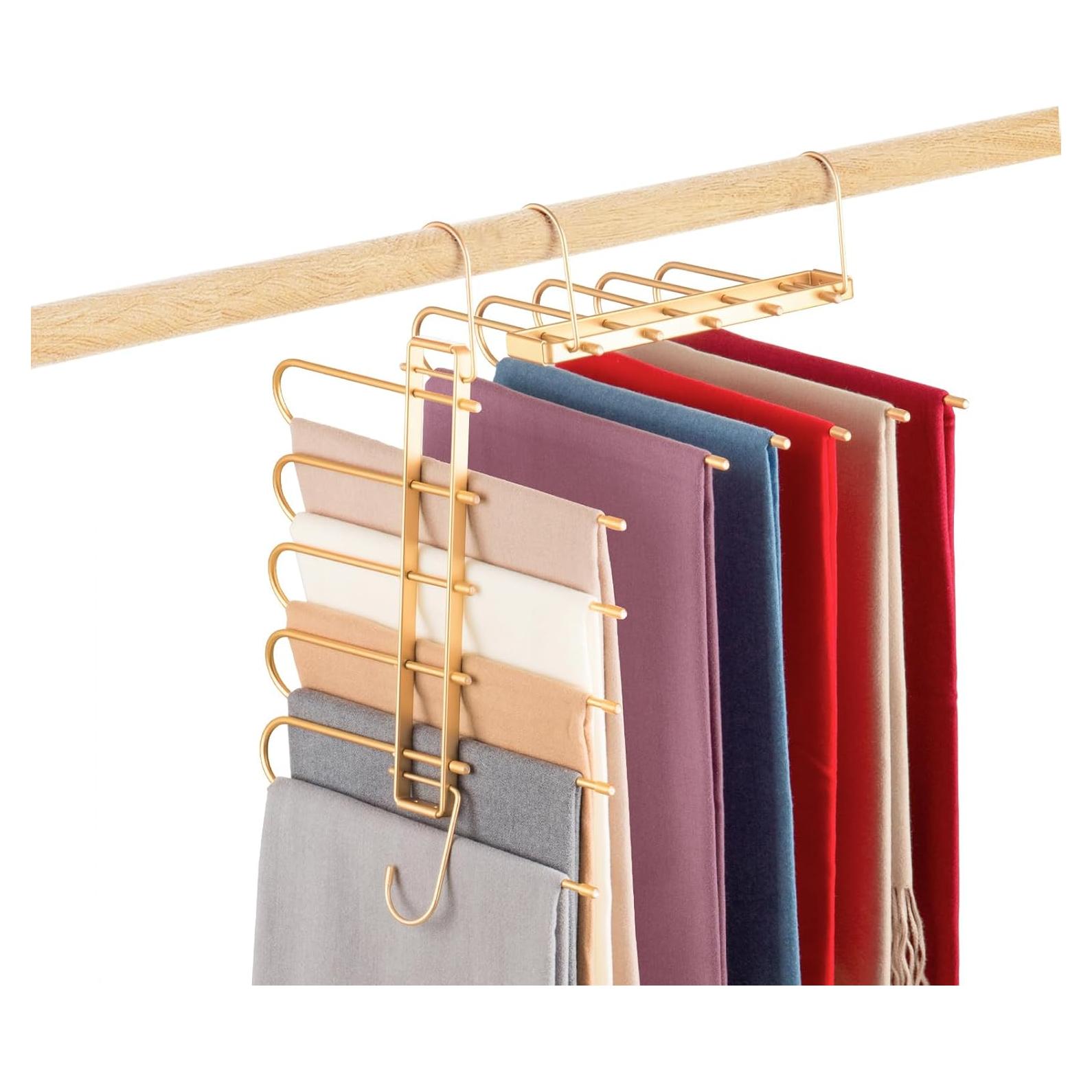 Perchas Ahorra Espacio Niziyue 5 Capas Metal Dorado 2Pack