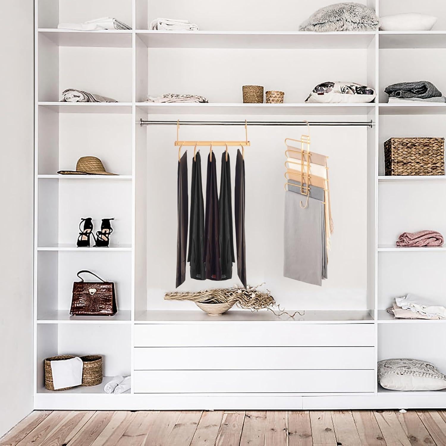 Perchas Ahorra Espacio Niziyue 5 Capas Metal Dorado 2Pack