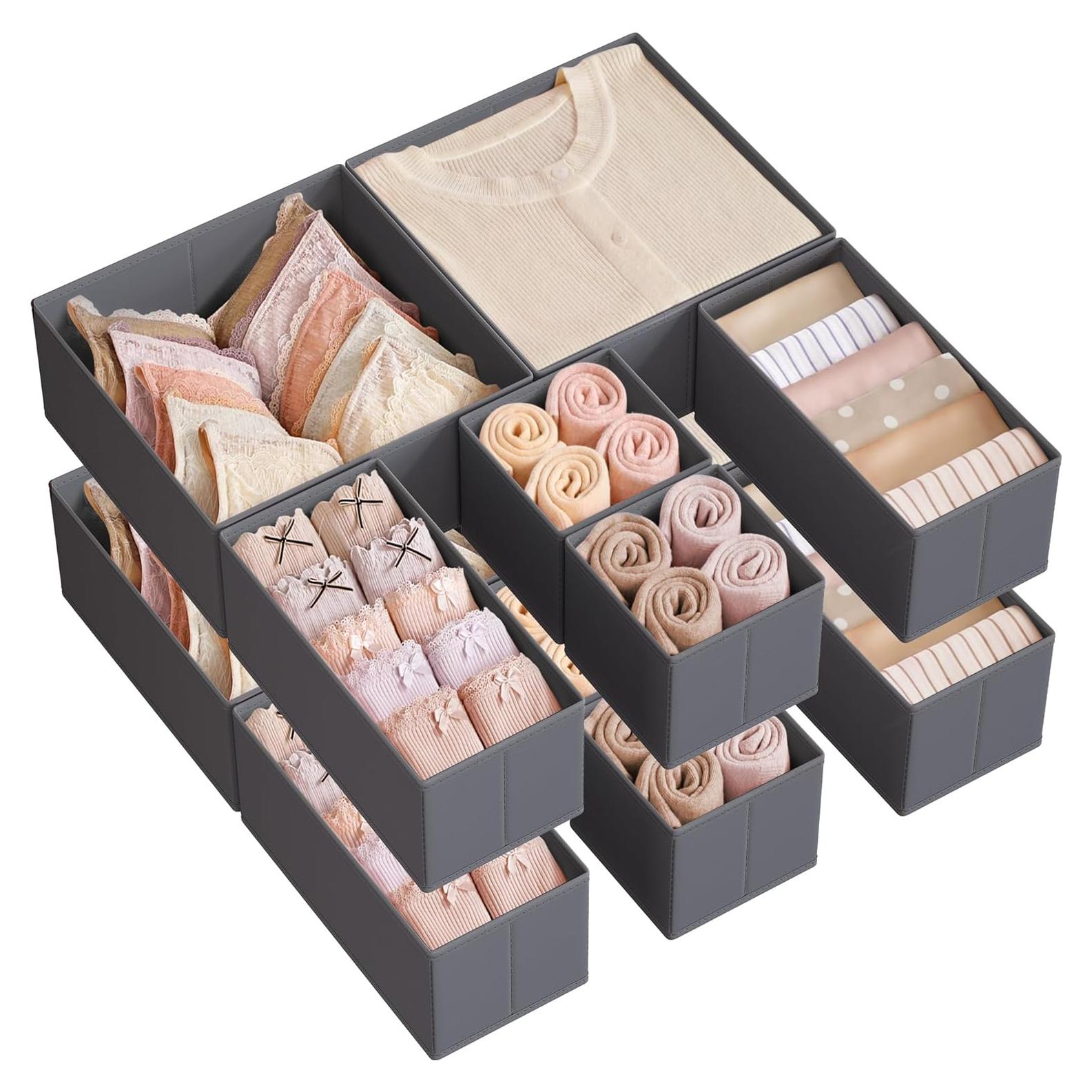 Set de 12 Organizadores de Cajones SONGMICS - Tela Plegable Gris