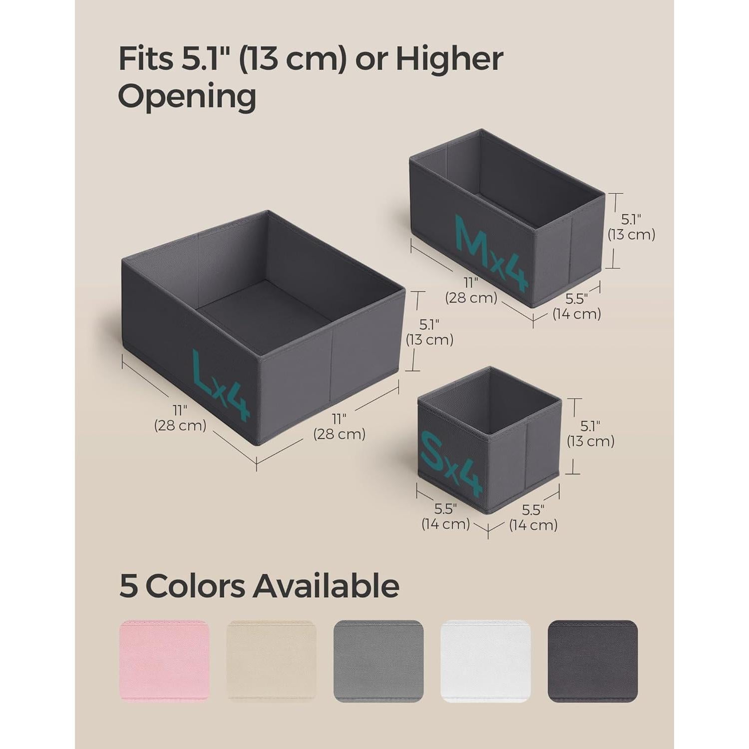 Set de 12 Organizadores de Cajones SONGMICS - Tela Plegable Gris