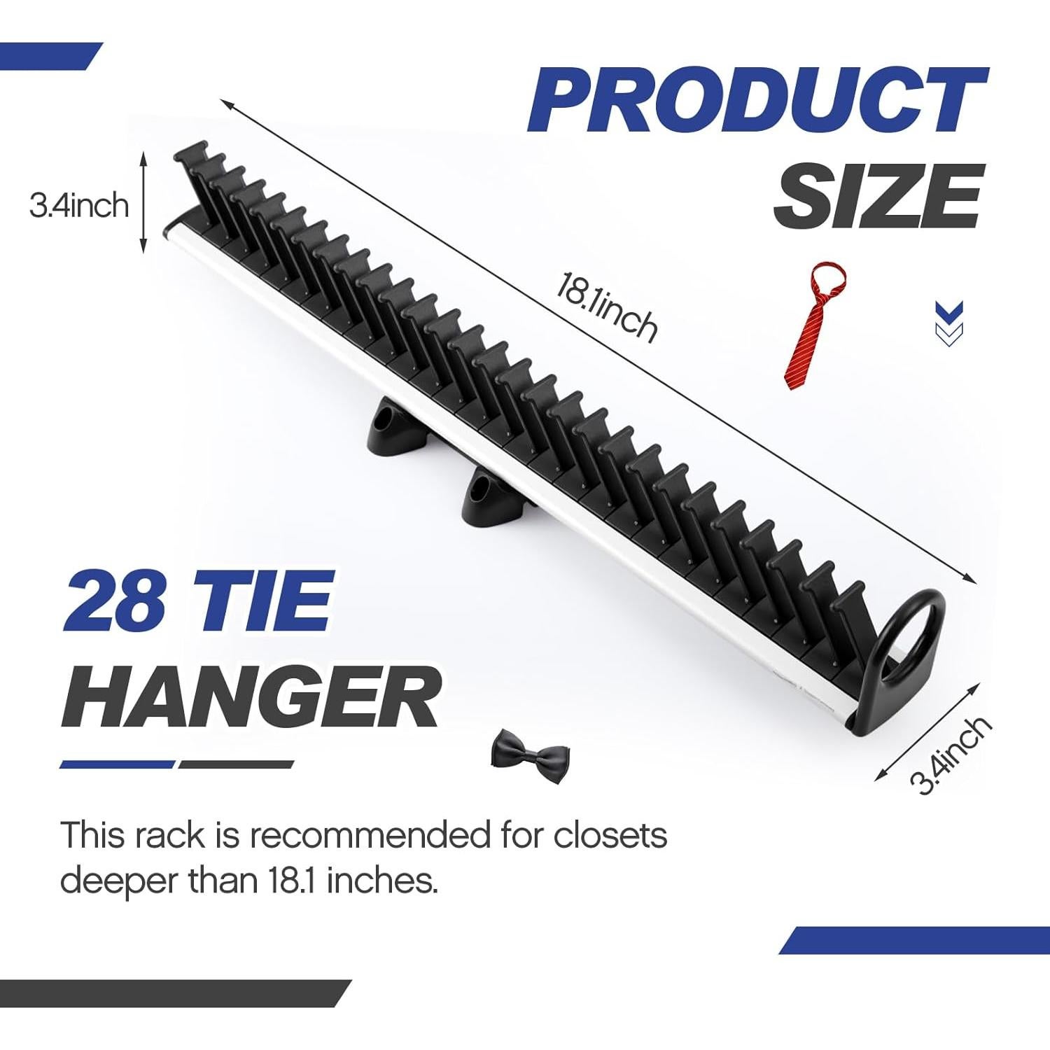 Soporte Deslizante para Corbatas Maxdot 28 Ganchos 46x8.6cm