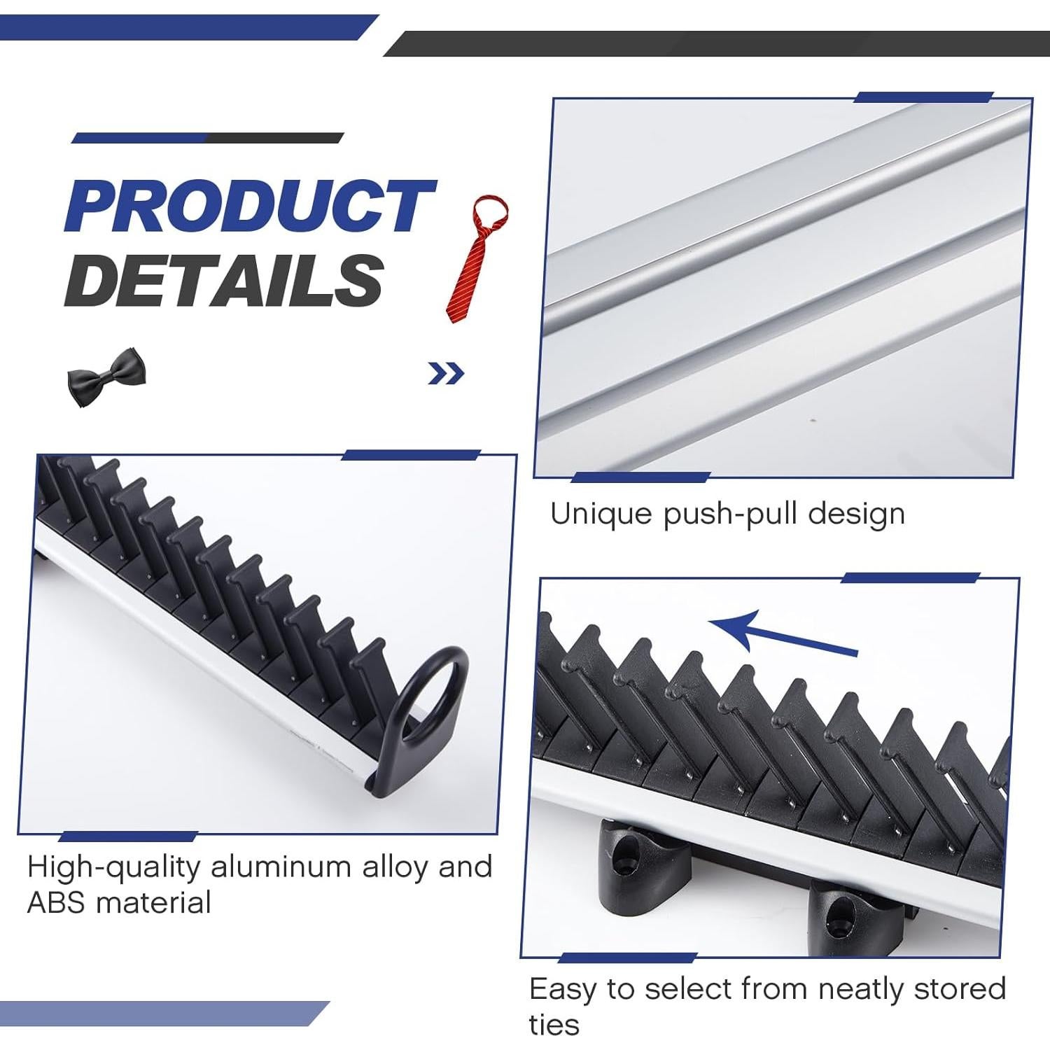 Soporte Deslizante para Corbatas Maxdot 28 Ganchos 46x8.6cm