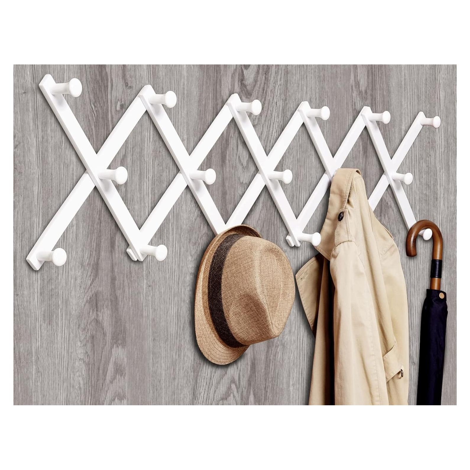 Perchero de Pared Expandible Amber Home 17 Ganchos Blanco
