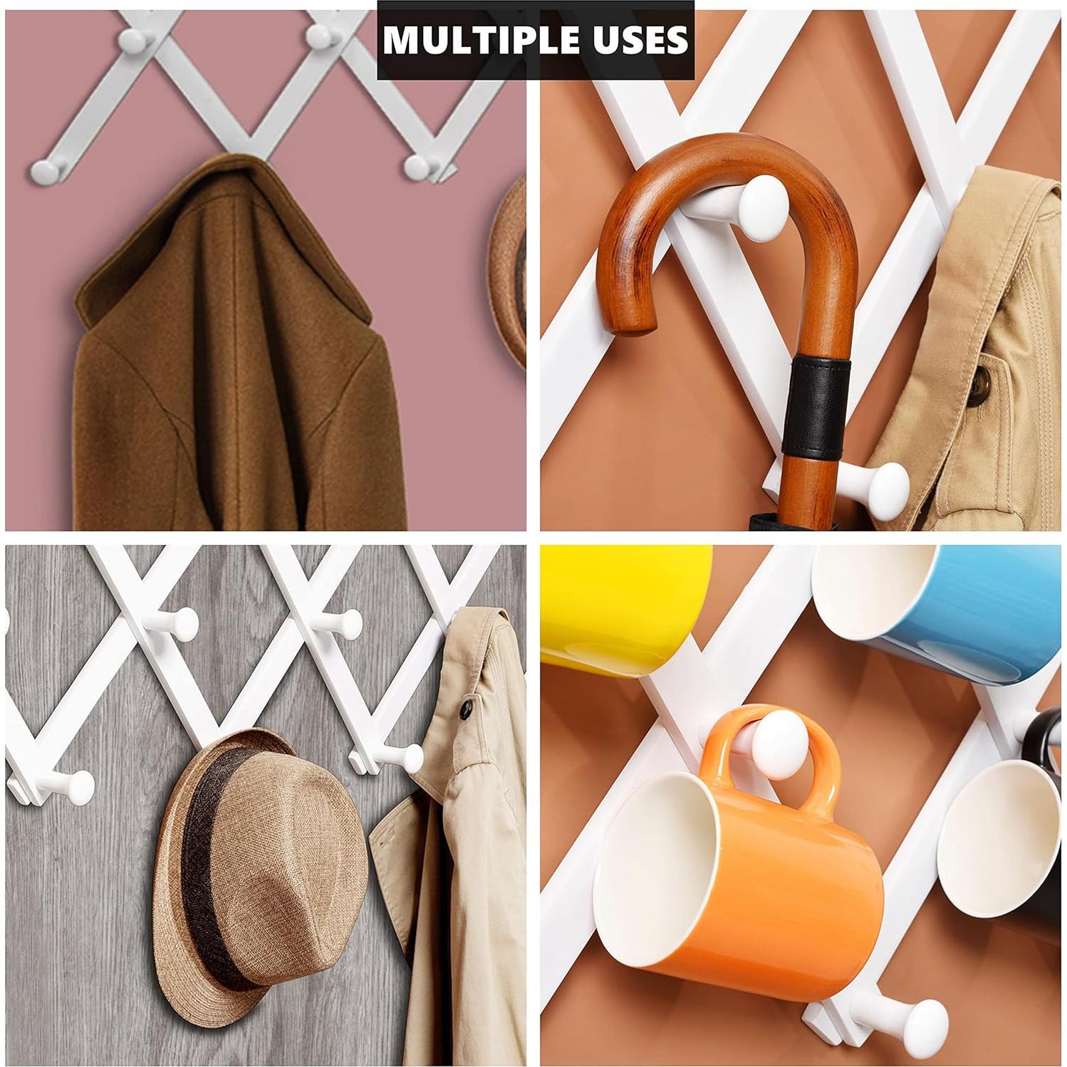 Perchero de Pared Expandible Amber Home 17 Ganchos Blanco