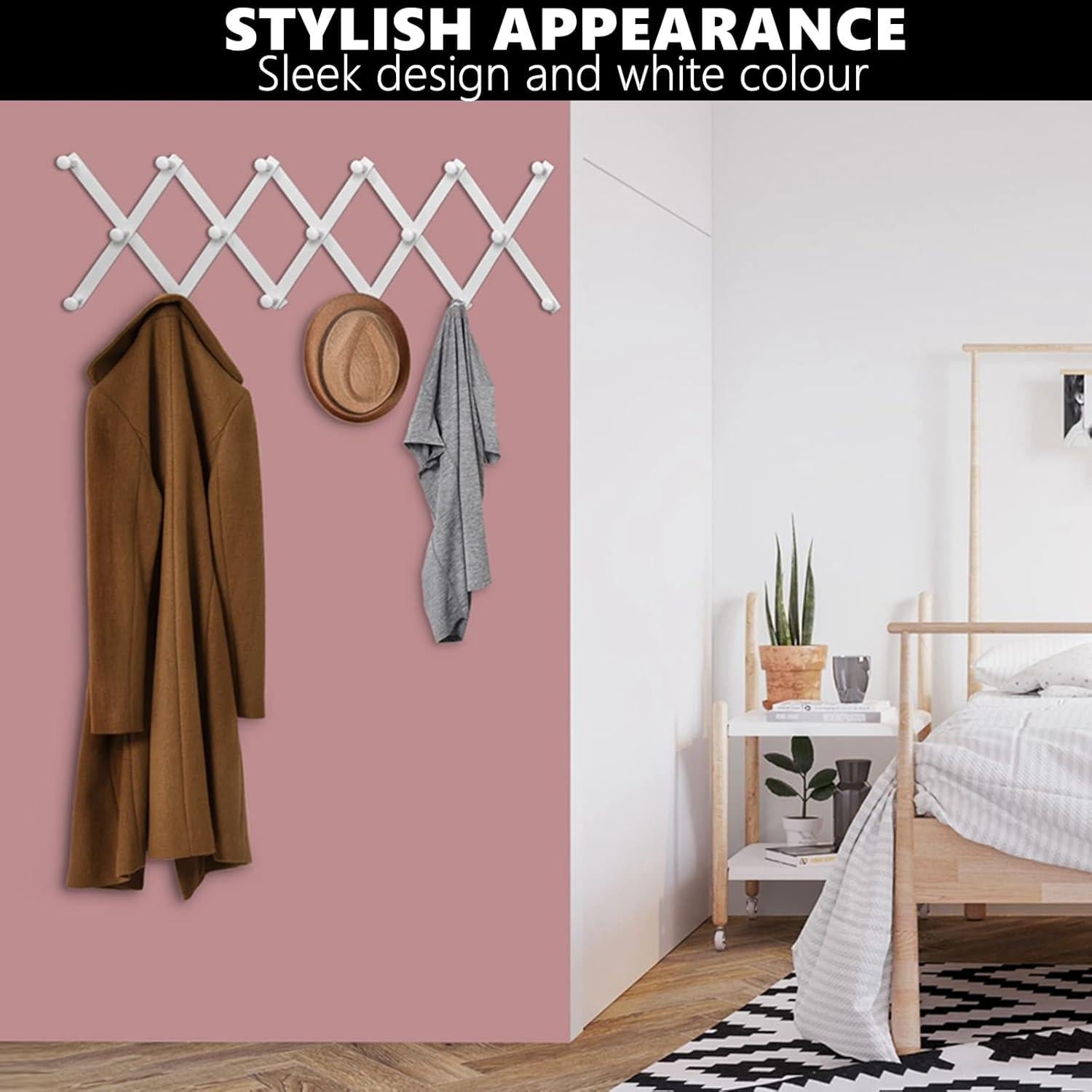 Perchero de Pared Expandible Amber Home 17 Ganchos Blanco