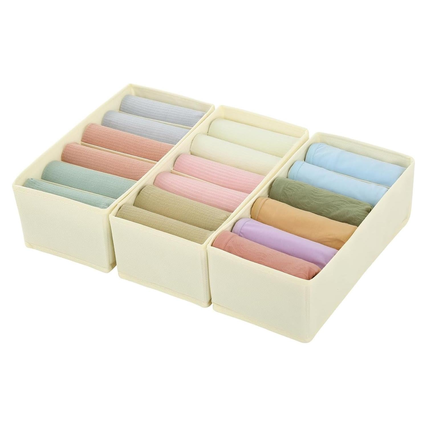 Organizador de Cajón Qozary 3 Pack Beige 6 Compartimentos