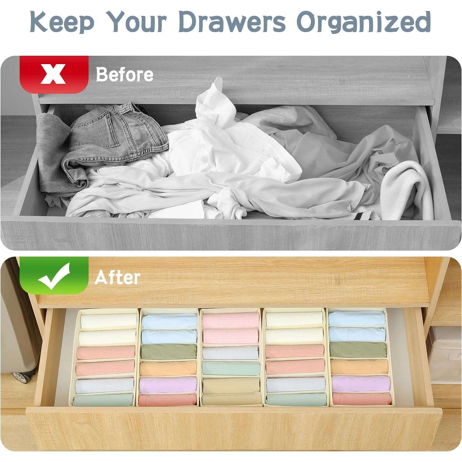 Organizador de Cajón Qozary 3 Pack Beige 6 Compartimentos