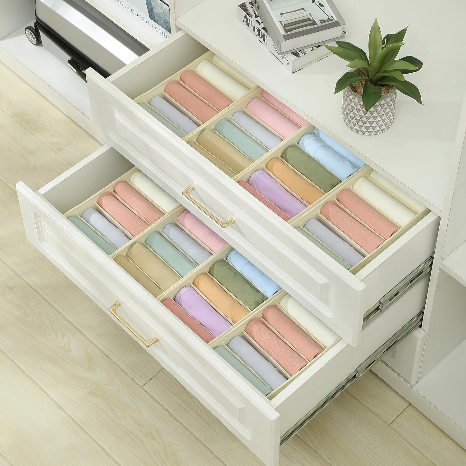 Organizador de Cajón Qozary 3 Pack Beige 6 Compartimentos