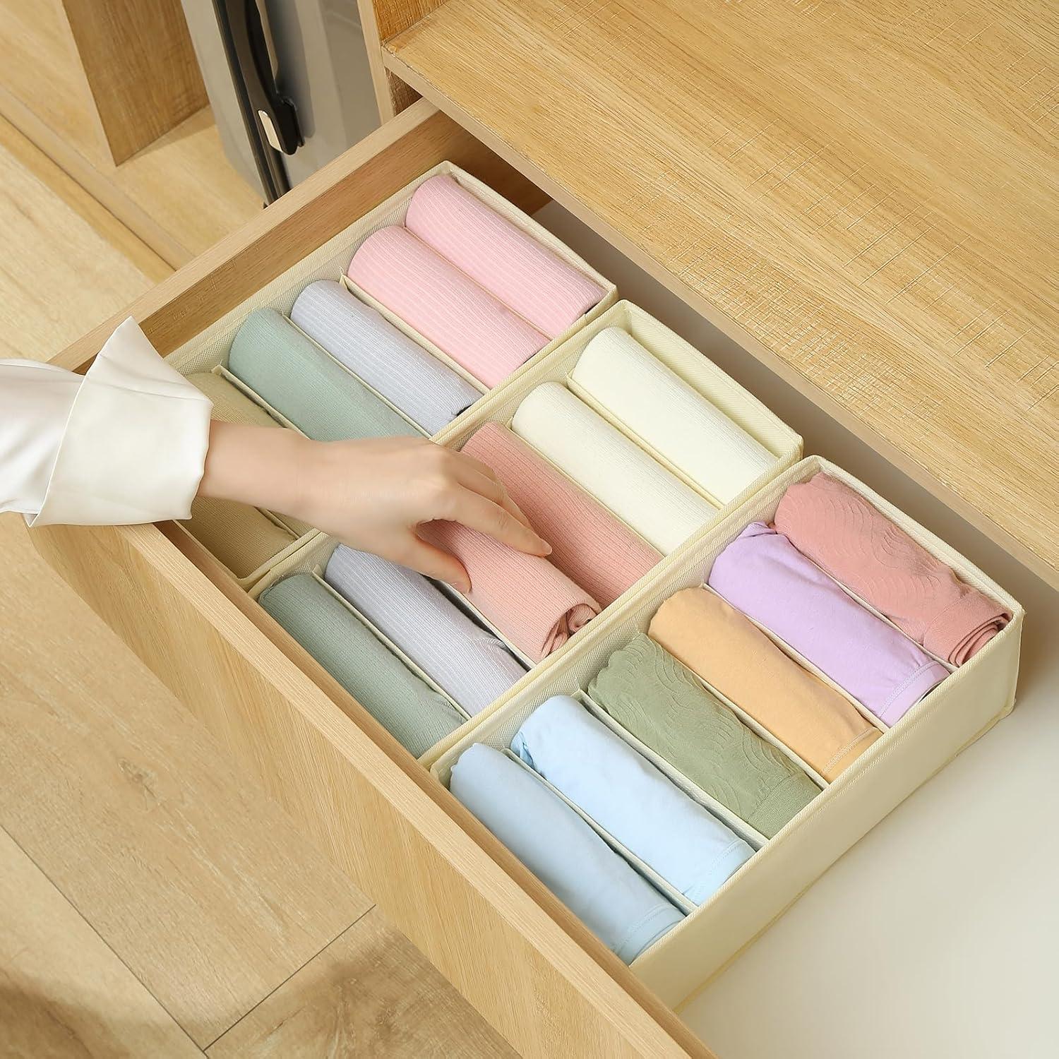 Organizador de Cajón Qozary 3 Pack Beige 6 Compartimentos