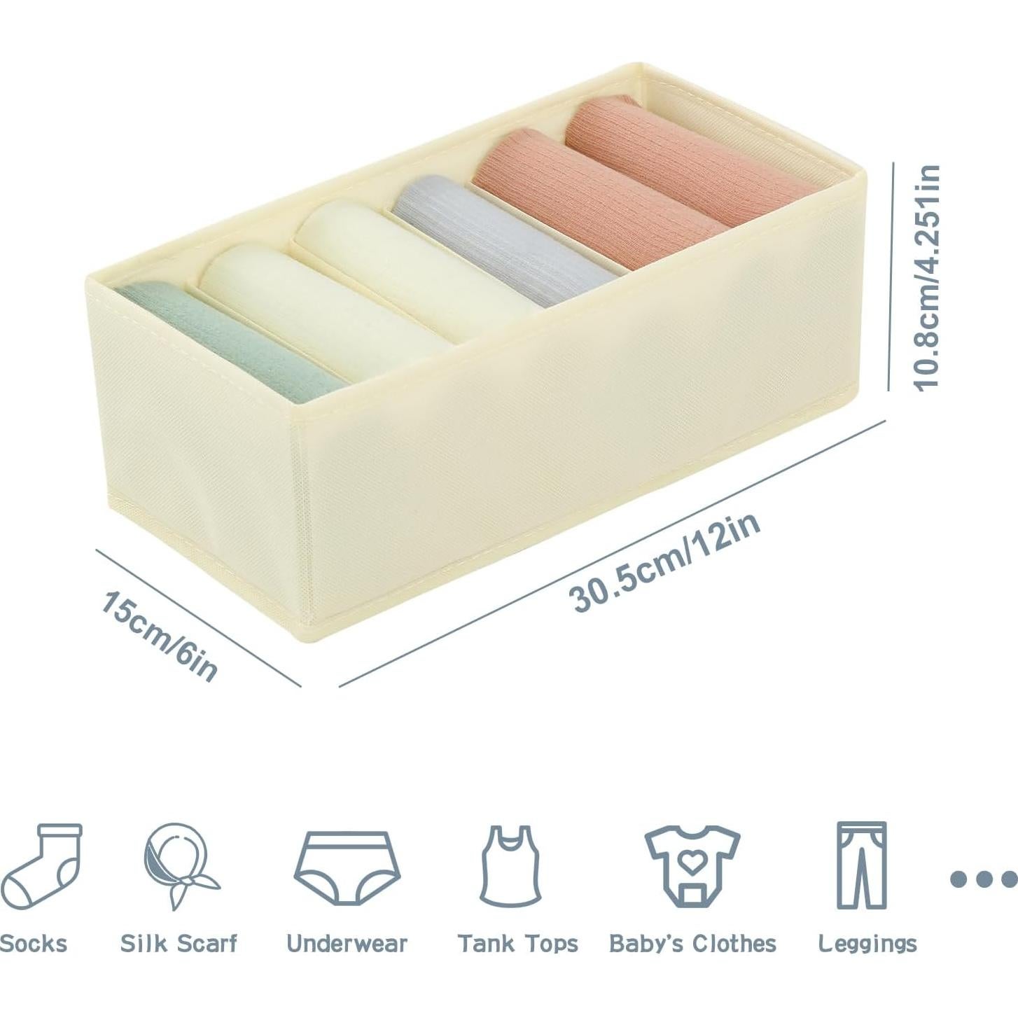 Organizador de Cajón Qozary 3 Pack Beige 6 Compartimentos
