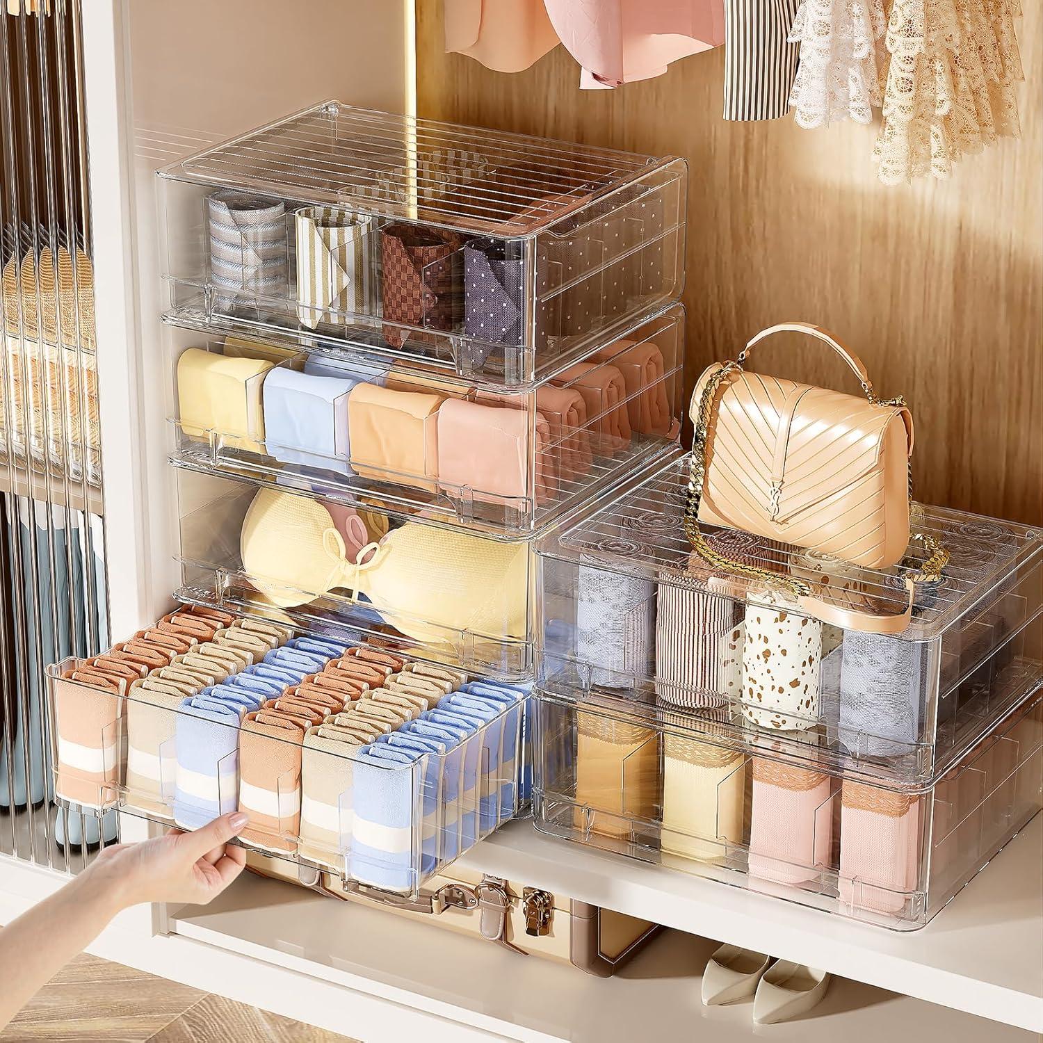 Organizador de Ropa Interior HOYOJA 24 Celdas Transparente