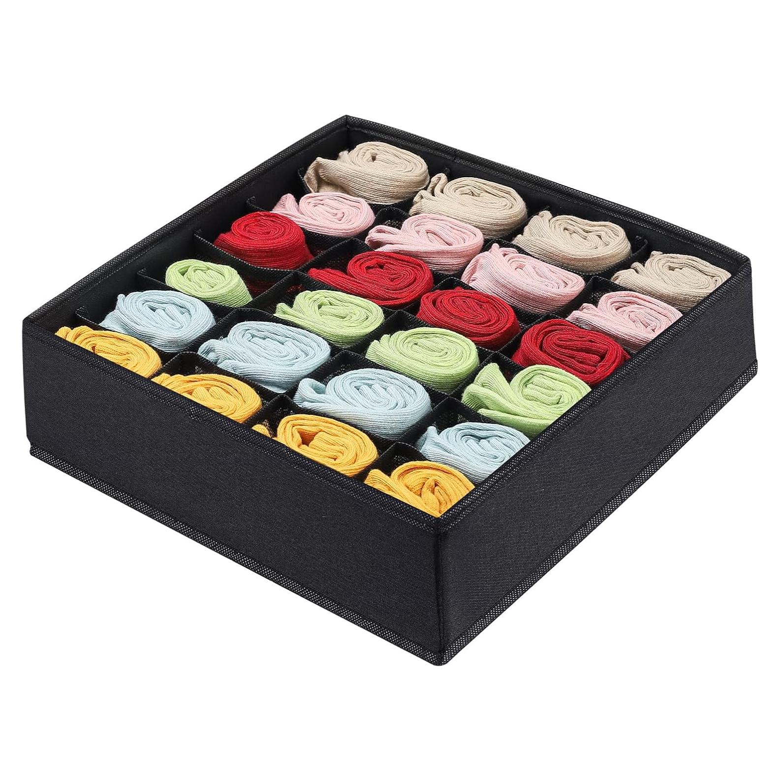 Organizador de Cajones Plegable Boudar 24 Celdas Negro 32x32x10cm