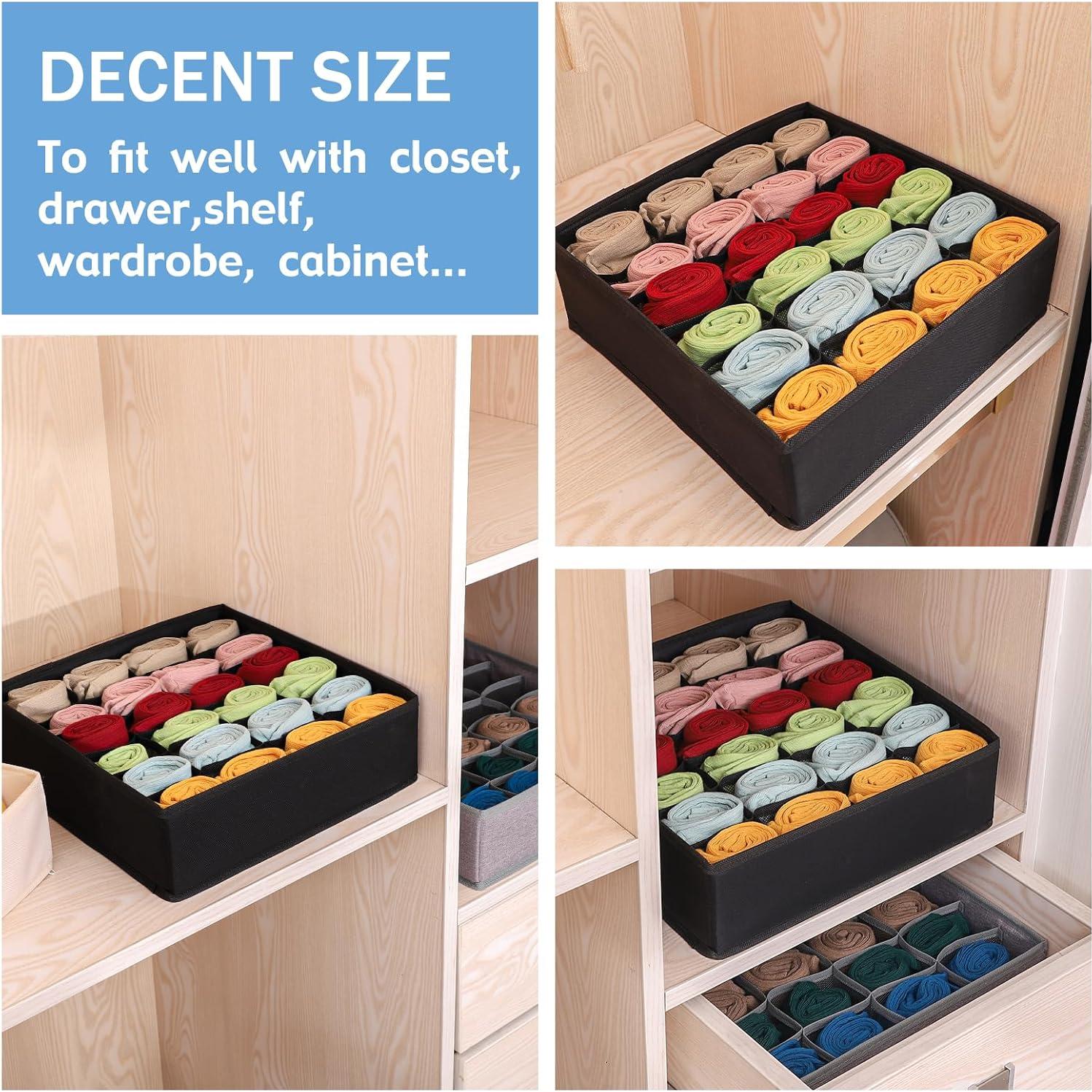 Organizador de Cajones Plegable Boudar 24 Celdas Negro 32x32x10cm