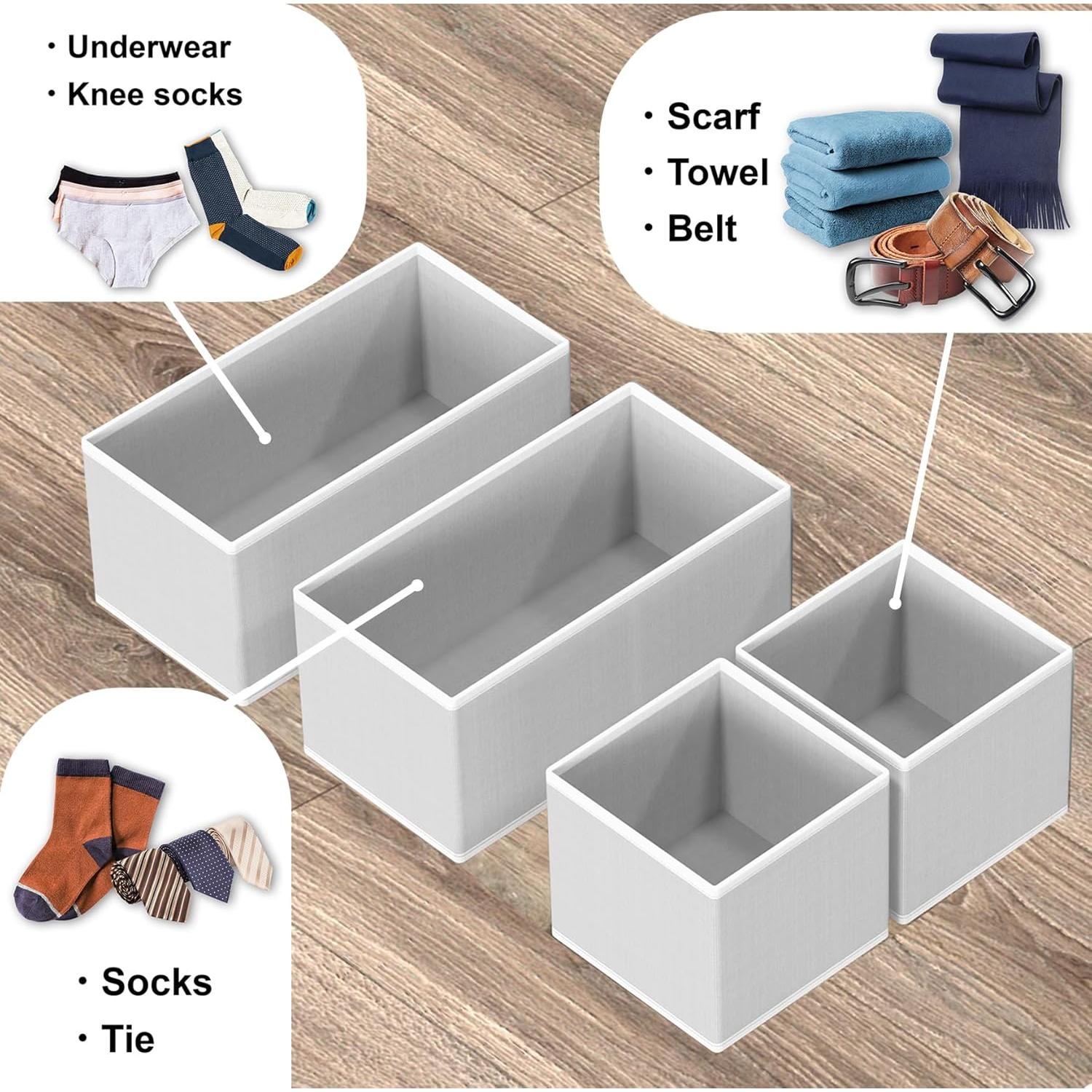 Organizador de Cajón Simple Houseware Set 4 Piezas Gris