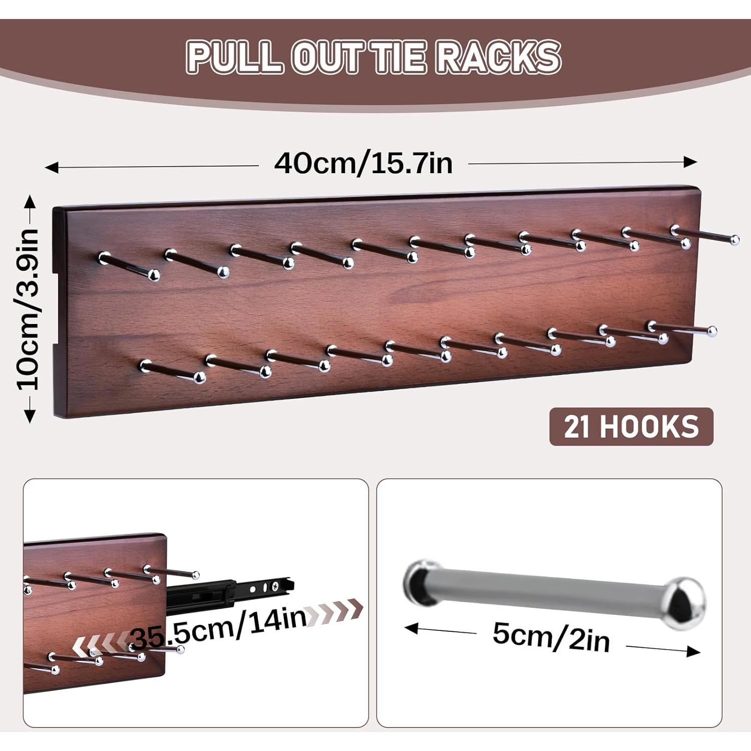 Soporte de Cinturones Vrietina de Madera con 21 Ganchos