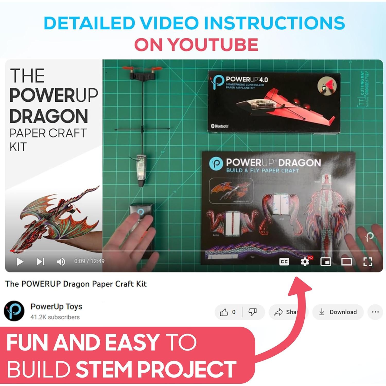 Kit de avión de papel POWERUP 4.0 Dragón - Control RC