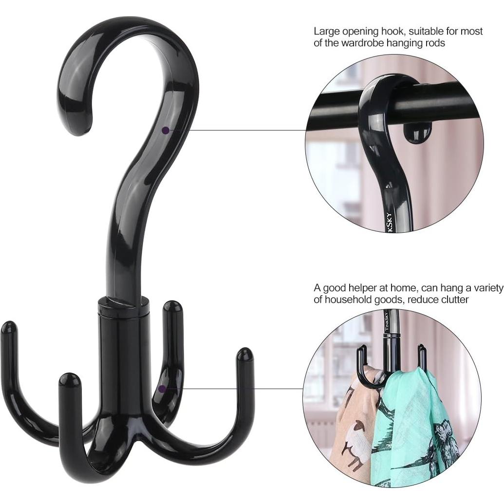 Soporte organizador de armario TINKSKY, 3 ganchos rotativos 360°