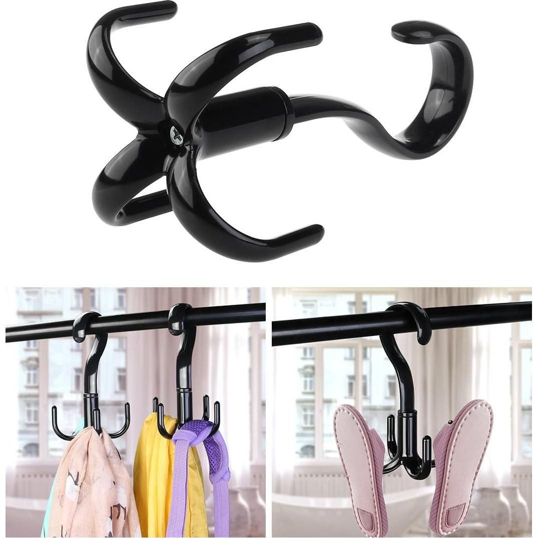 Soporte organizador de armario TINKSKY, 3 ganchos rotativos 360°