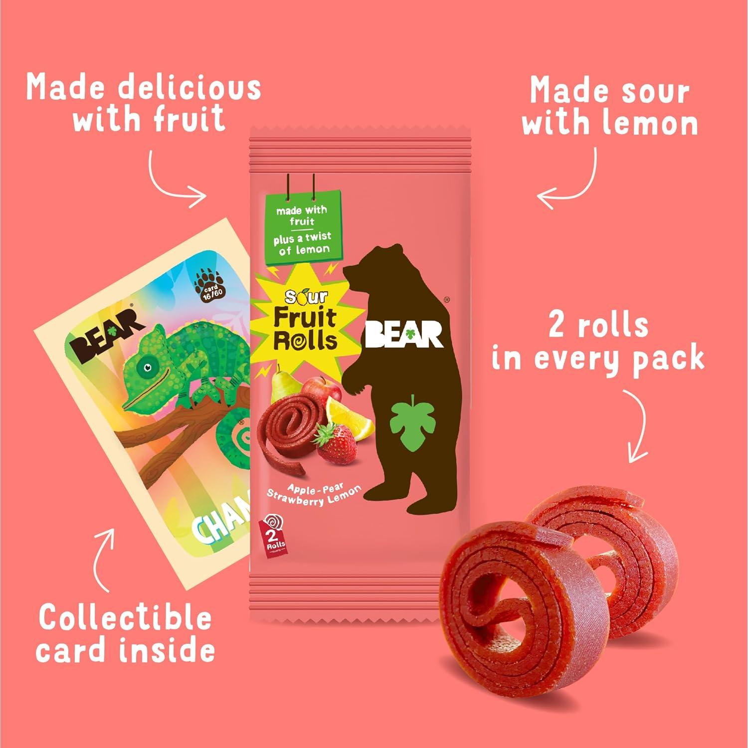 Yoyos de Fruta BEAR - Fresa y Manzana - 5 Rollos 20g - Snack Saludable