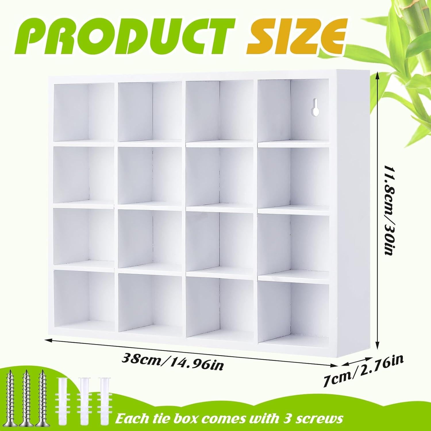 Organizador de Corbatas Wesiti de Bambú 16 Compartimentos Blanco