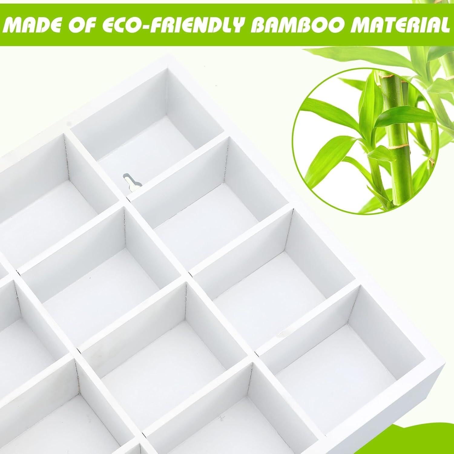 Organizador de Corbatas Wesiti de Bambú 16 Compartimentos Blanco