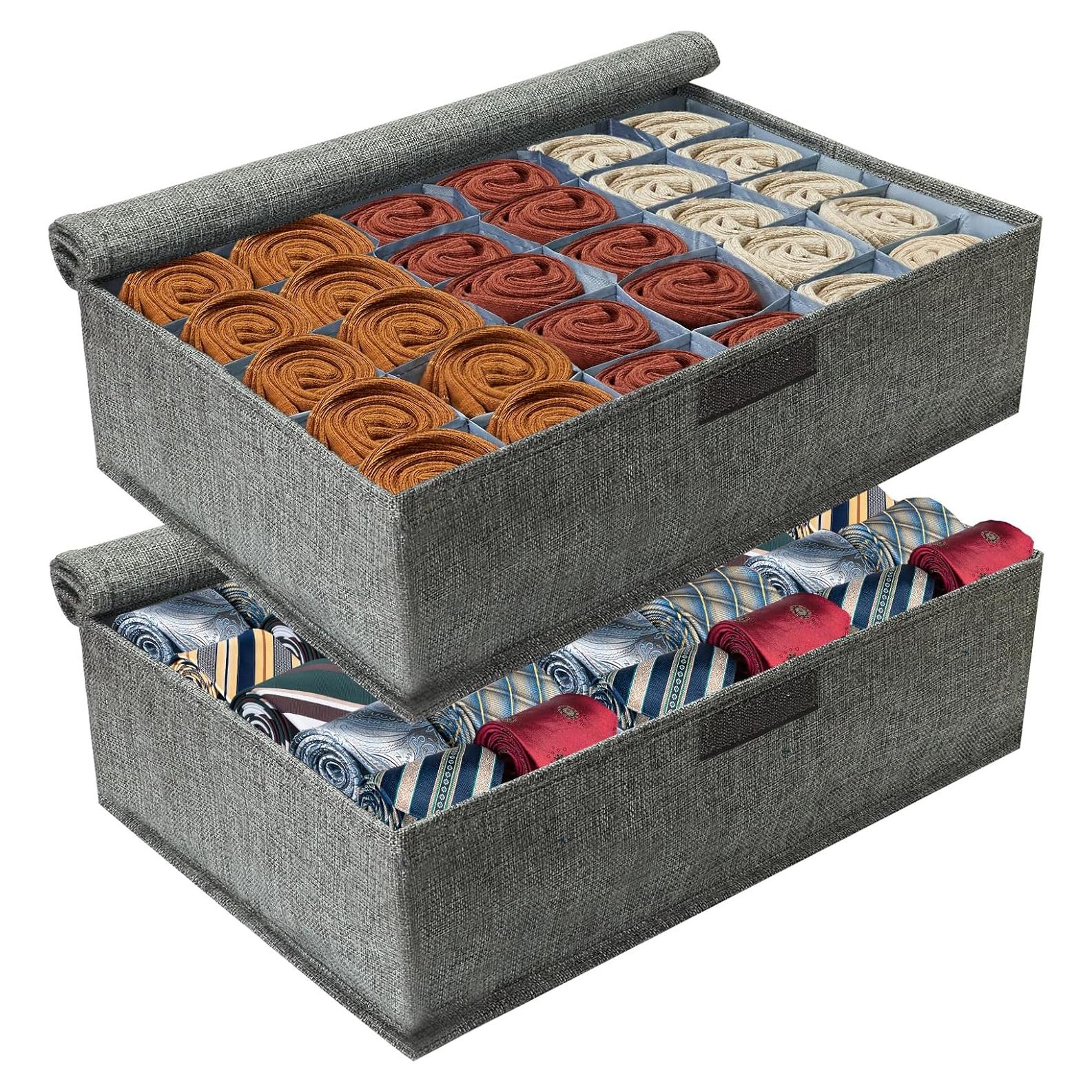 Organizador de Calcetines PINGMIC 2 Pack Gris 30 Celdas Plegables