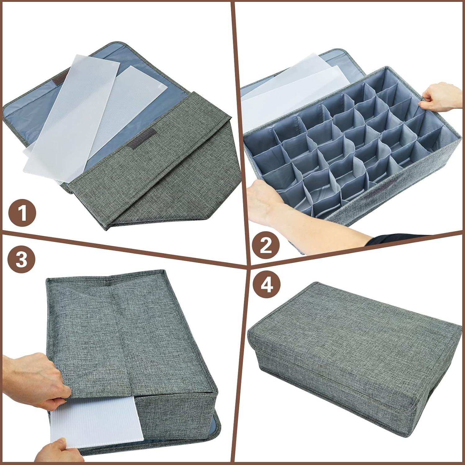 Organizador de Calcetines PINGMIC 2 Pack Gris 30 Celdas Plegables