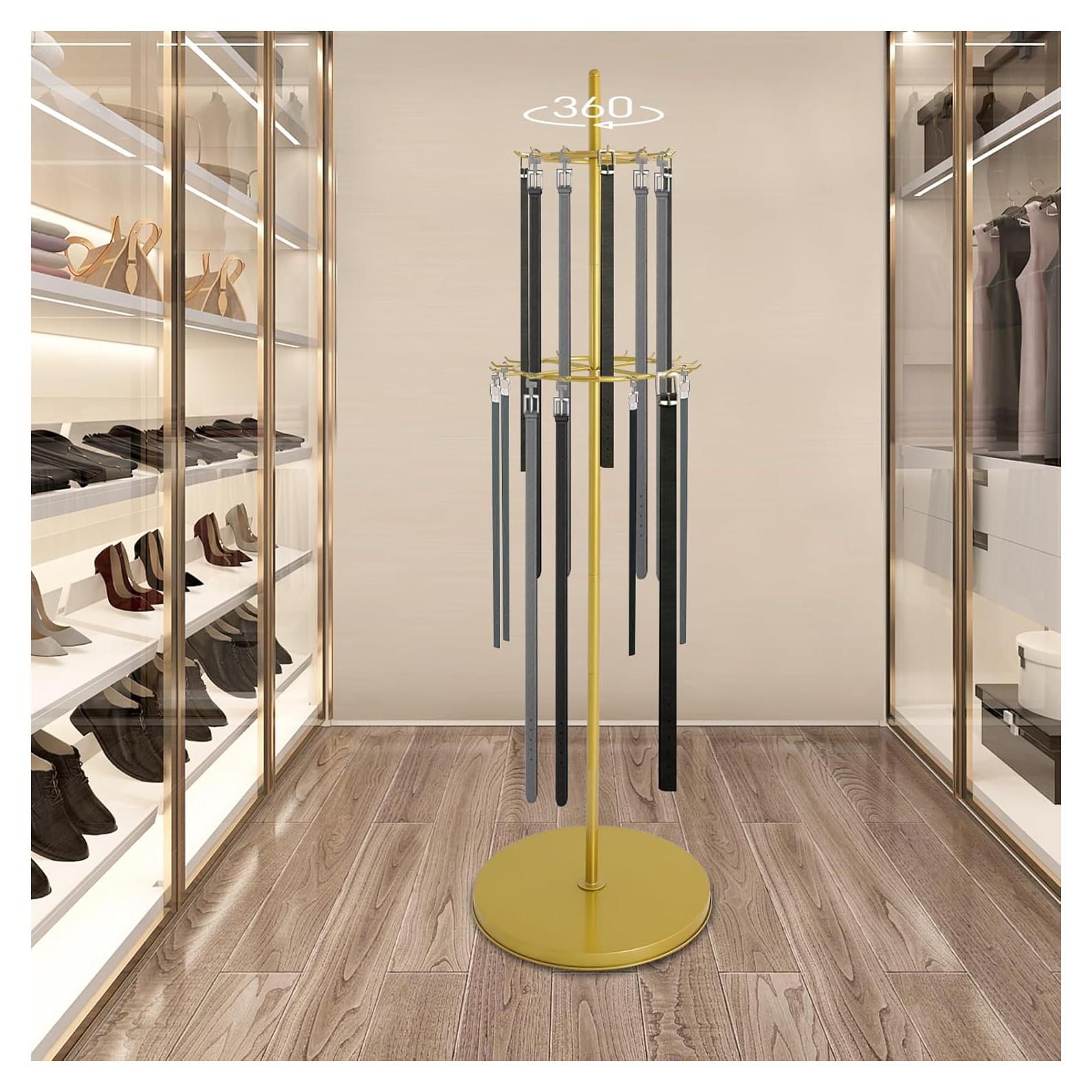 Soporte de exhibición de cinturones y corbatas kunghei oro 168cm