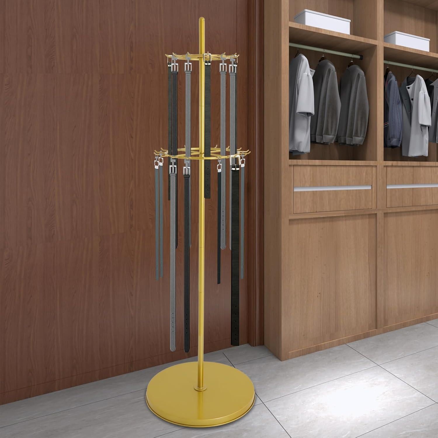 Soporte de exhibición de cinturones y corbatas kunghei oro 168cm