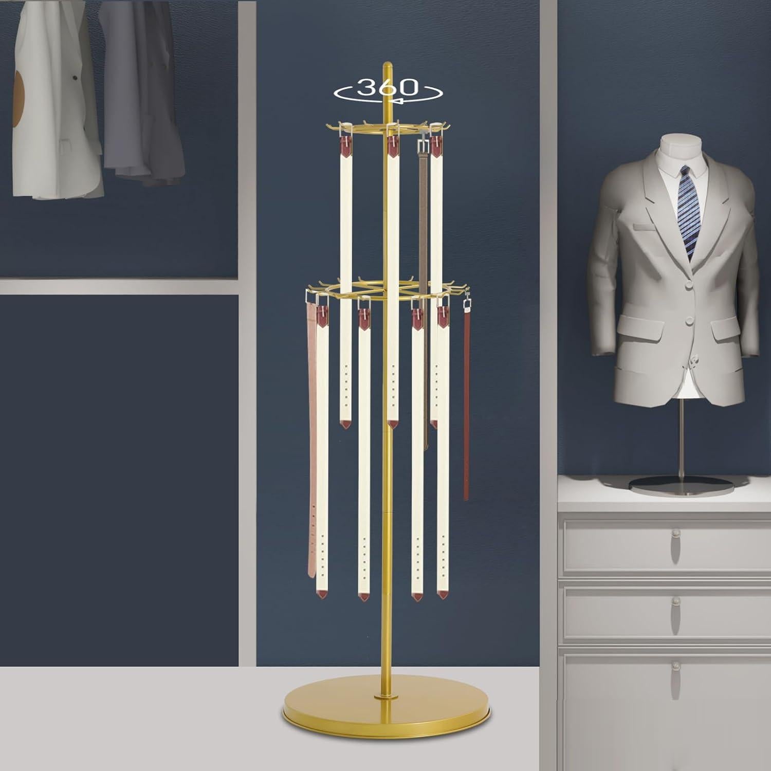 Soporte de exhibición de cinturones y corbatas kunghei oro 168cm