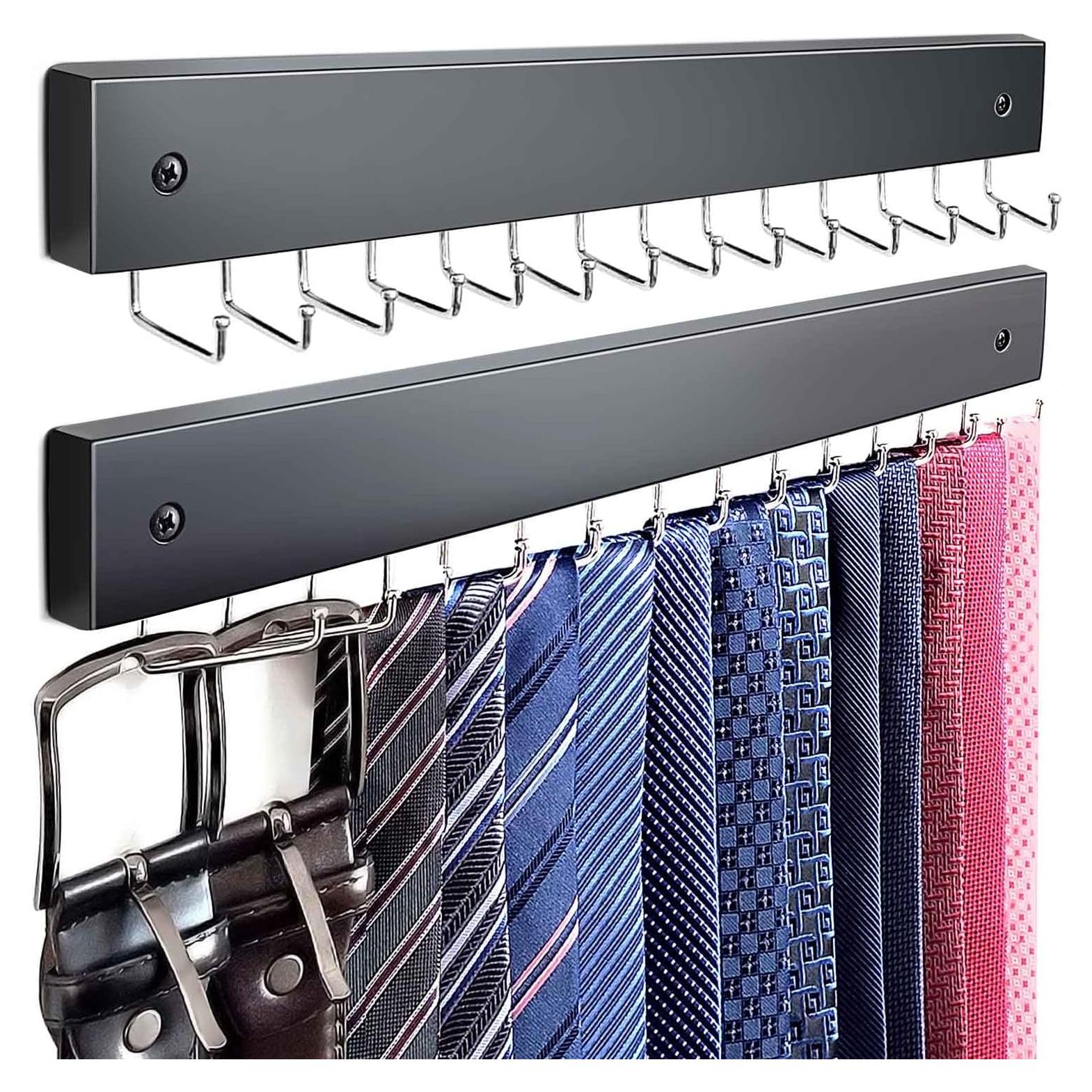 Organizador de Corbatas y Cinturones KEOAMG 2Pack Negro