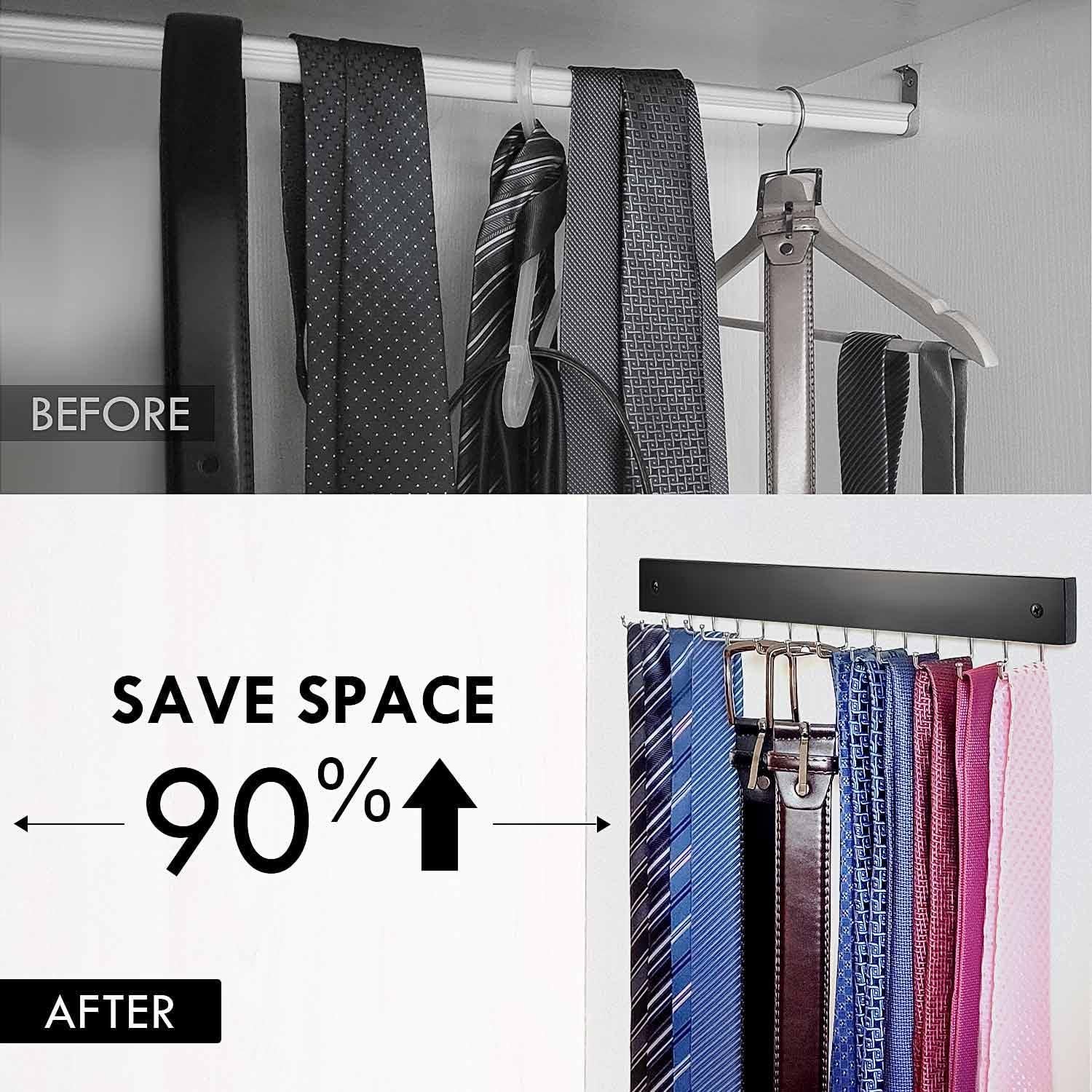 Organizador de Corbatas y Cinturones KEOAMG 2Pack Negro