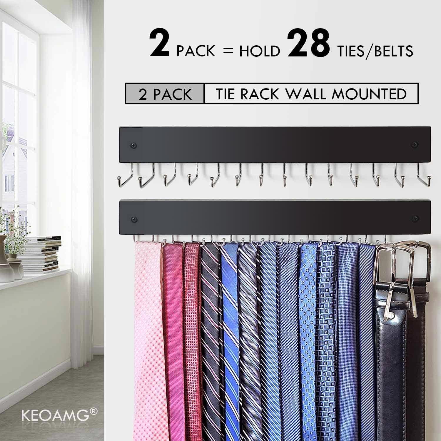 Organizador de Corbatas y Cinturones KEOAMG 2Pack Negro