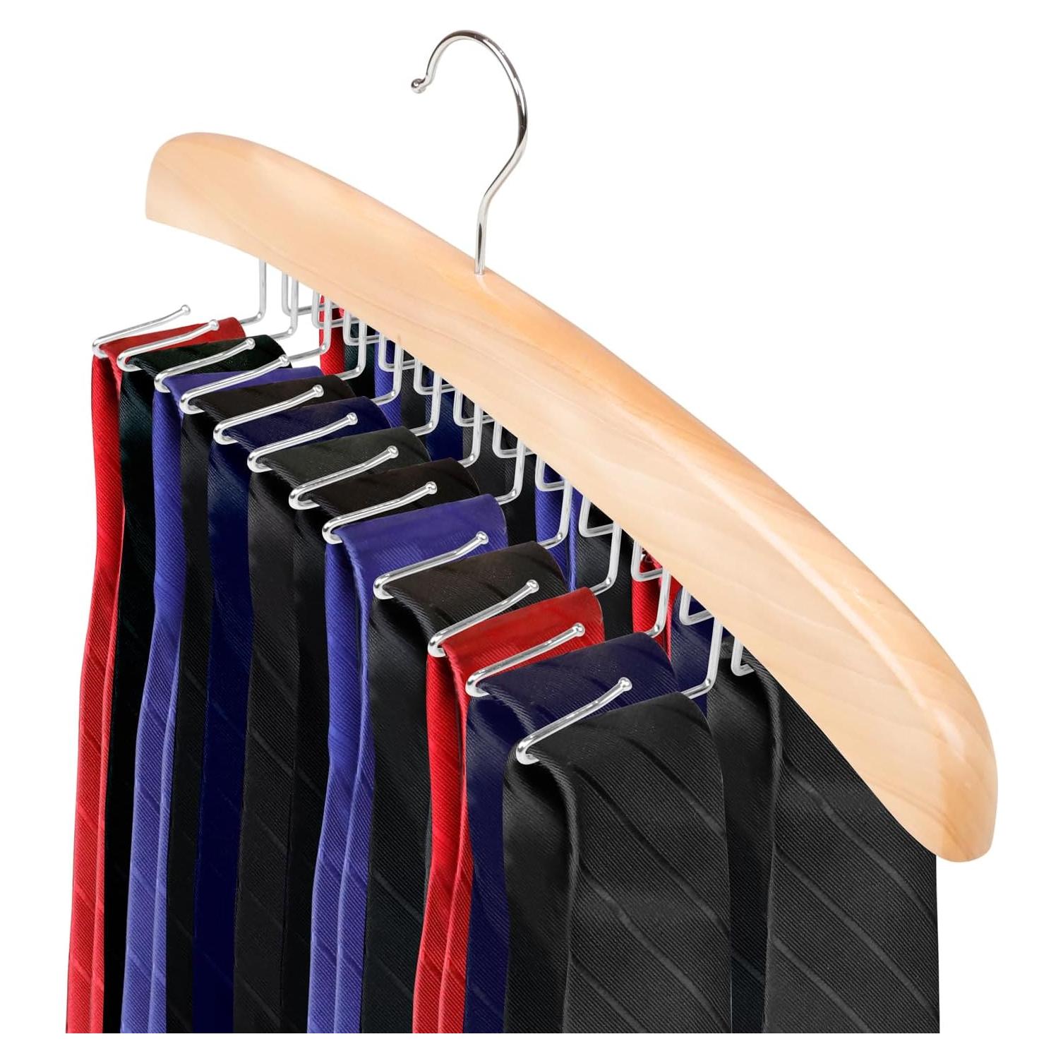 Perchero de Corbatas de Madera ManGotree con 24 Ganchos