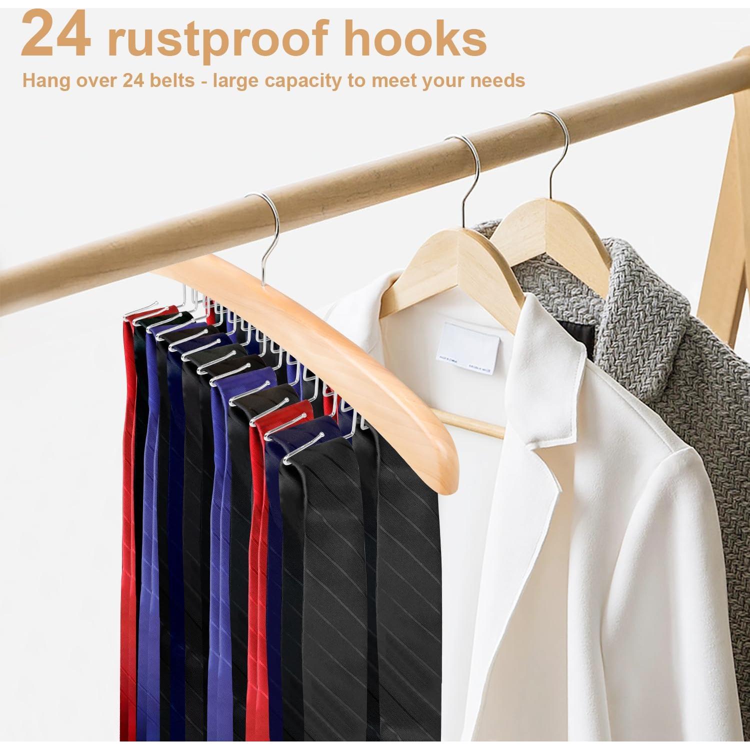Perchero de Corbatas de Madera ManGotree con 24 Ganchos