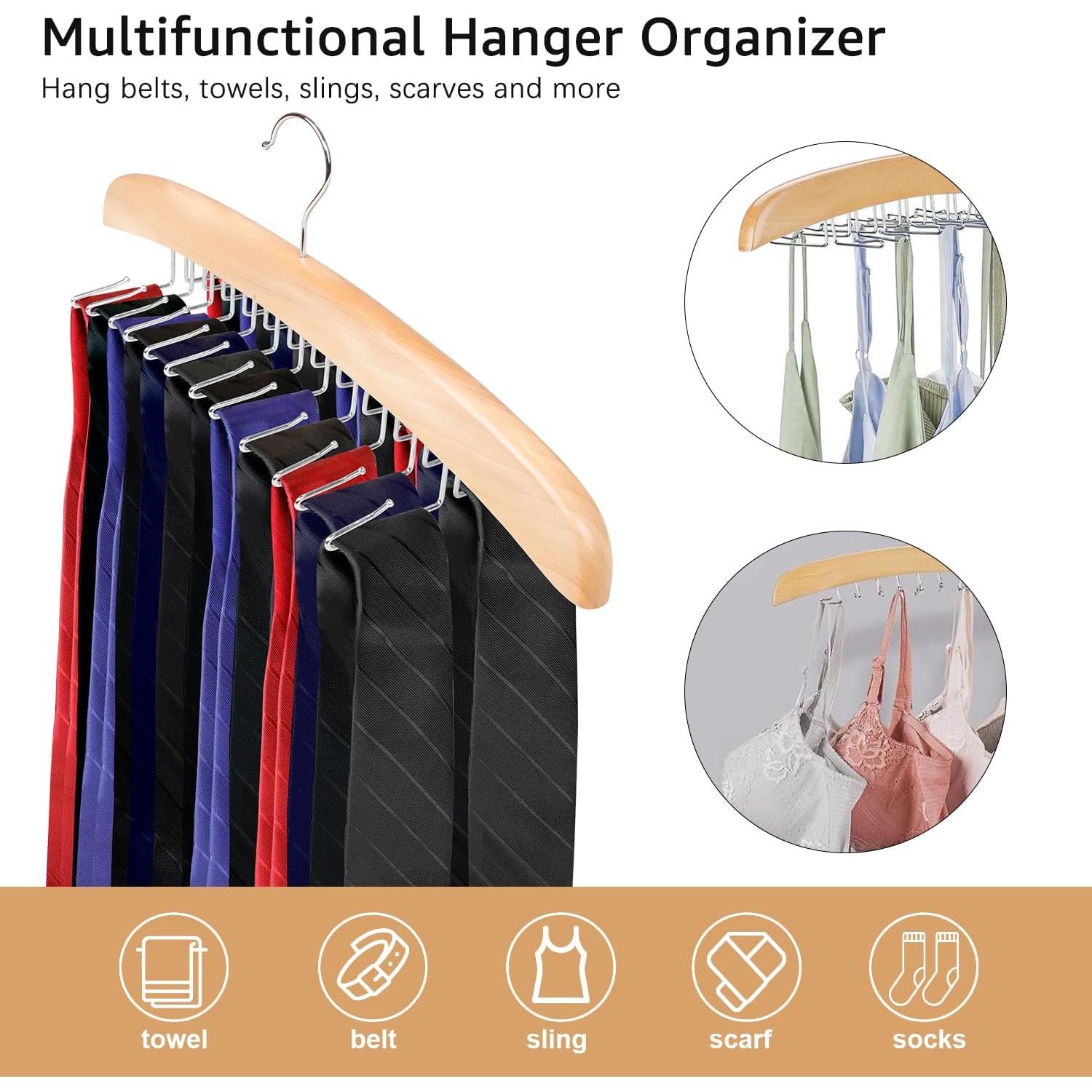 Perchero de Corbatas de Madera ManGotree con 24 Ganchos