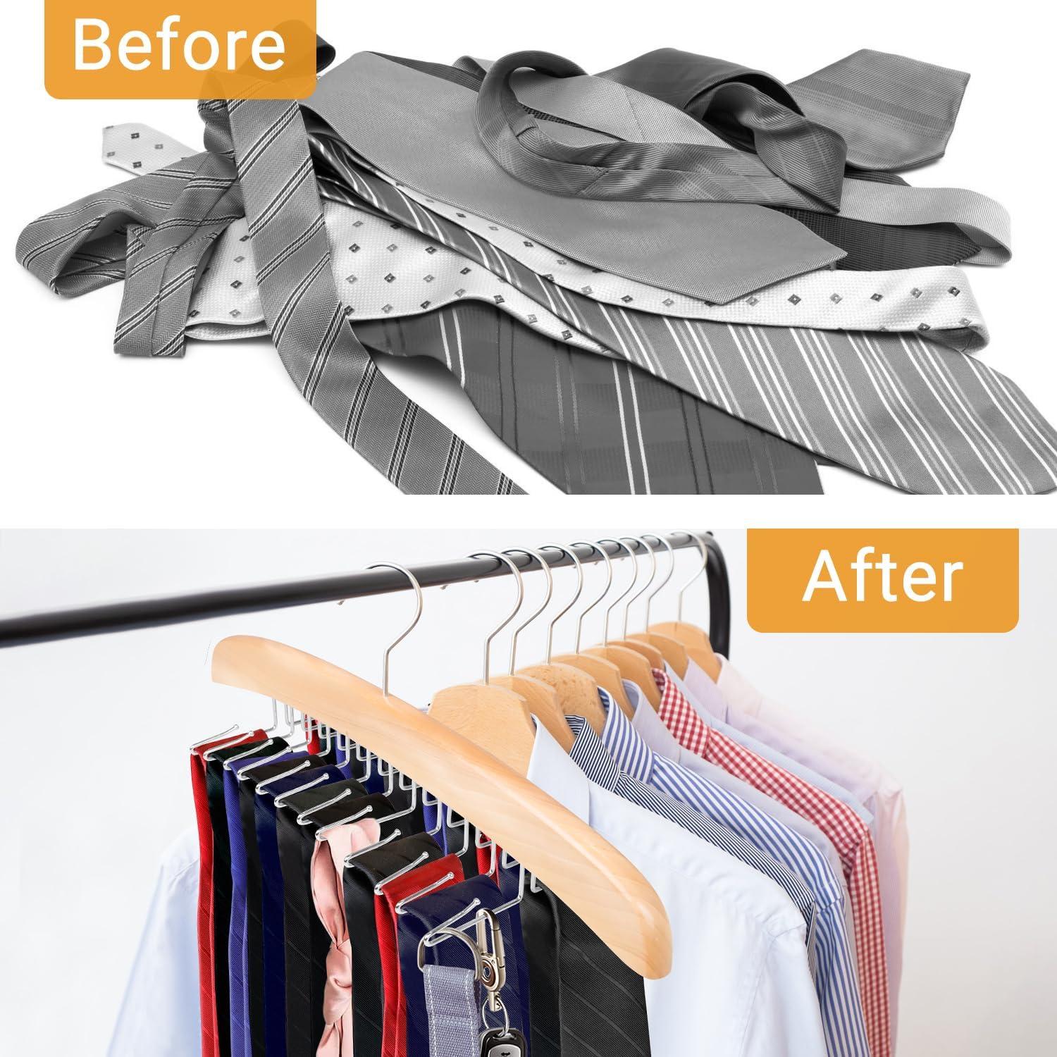 Perchero de Corbatas de Madera ManGotree con 24 Ganchos