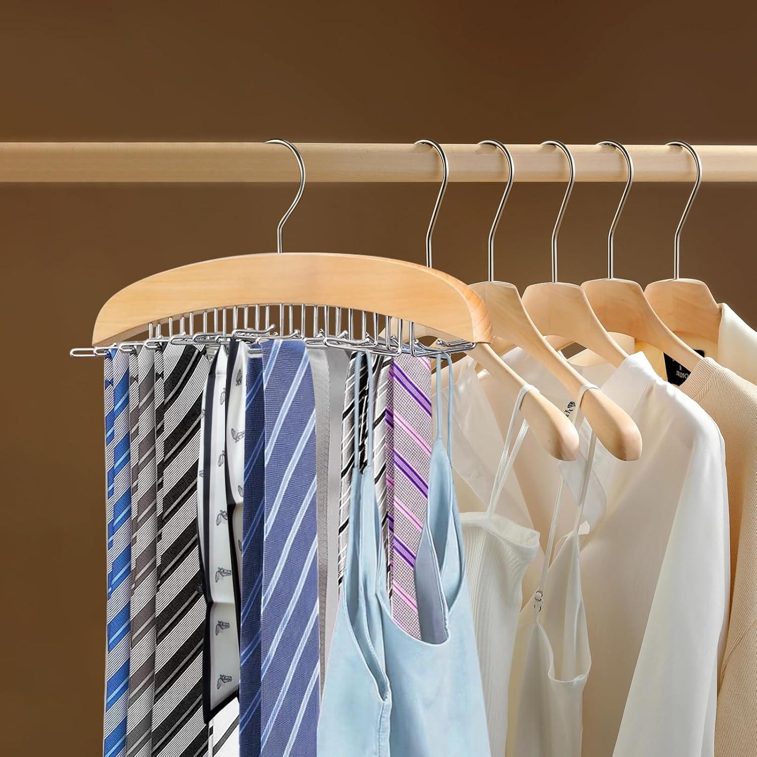 Perchero de Corbatas de Madera ManGotree con 24 Ganchos