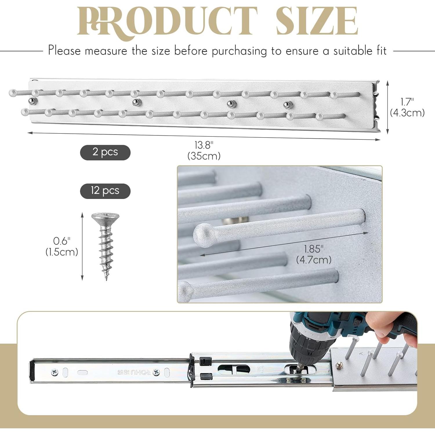 Soporte para Corbatas y Cinturones Blulu, 2 Pcs, Metal Plateado