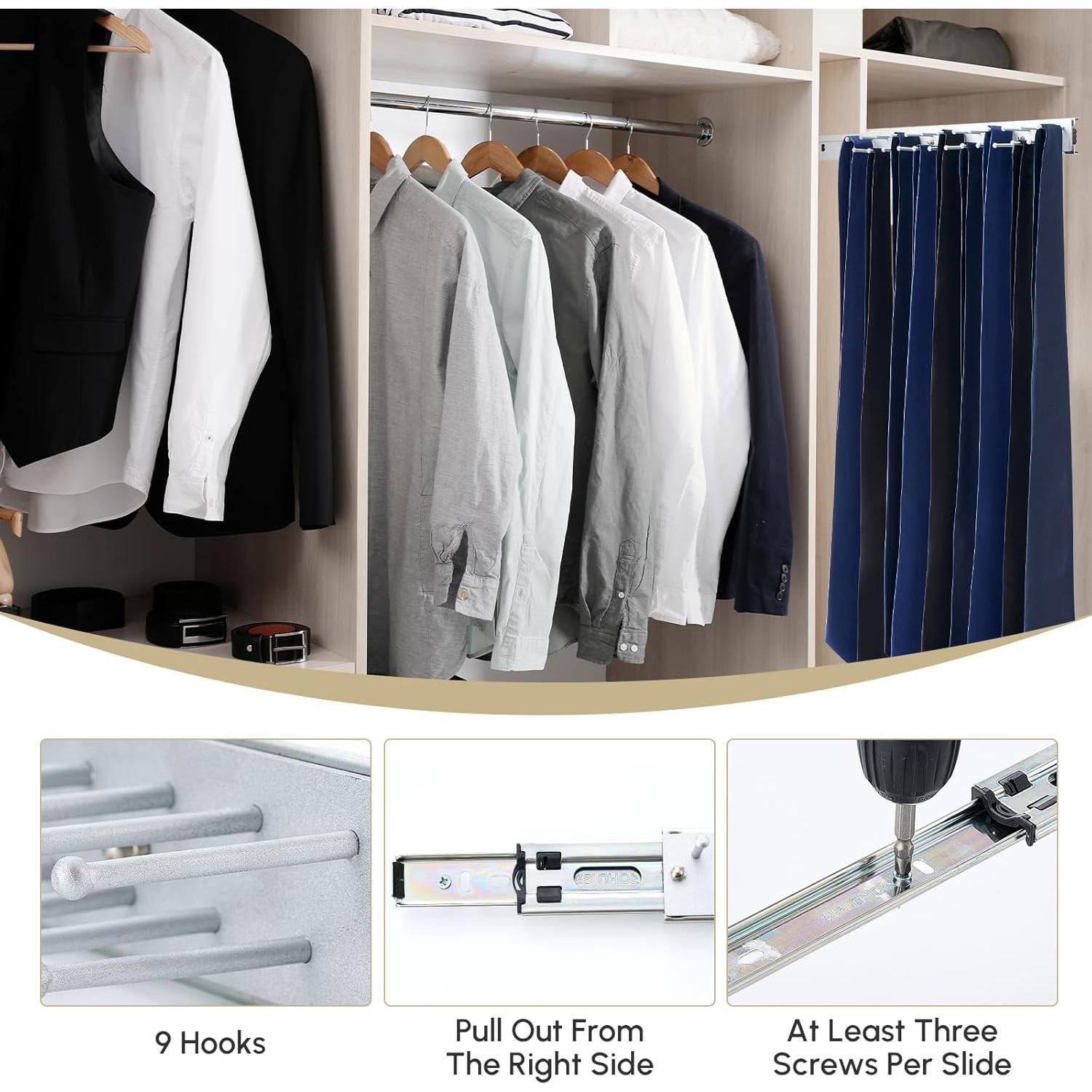 Soporte para Corbatas y Cinturones Blulu, 2 Pcs, Metal Plateado