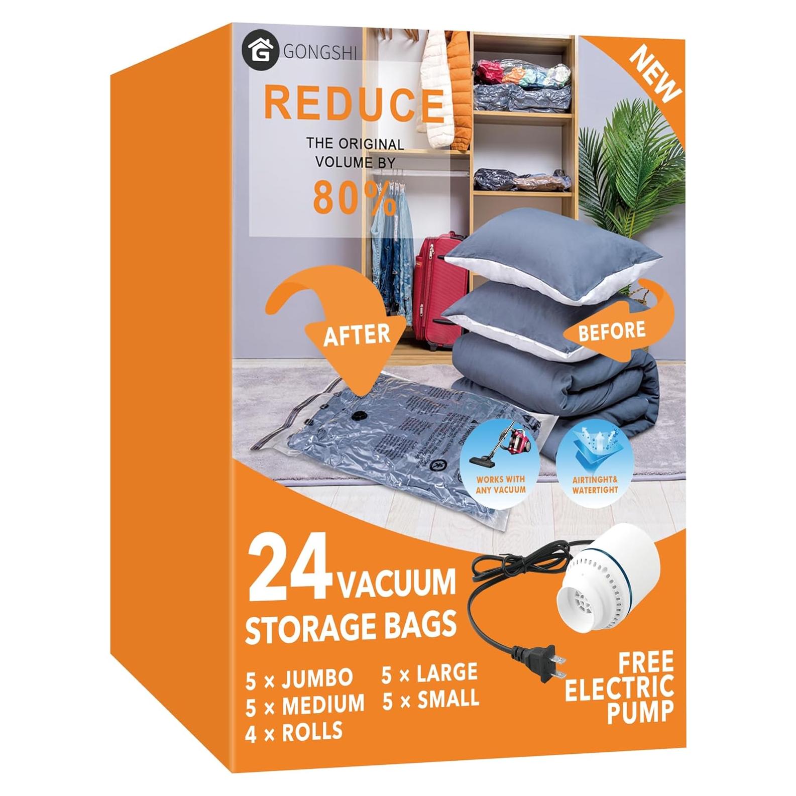 24 Bolsas de Almacenamiento al Vacío GONGSHI con Bomba