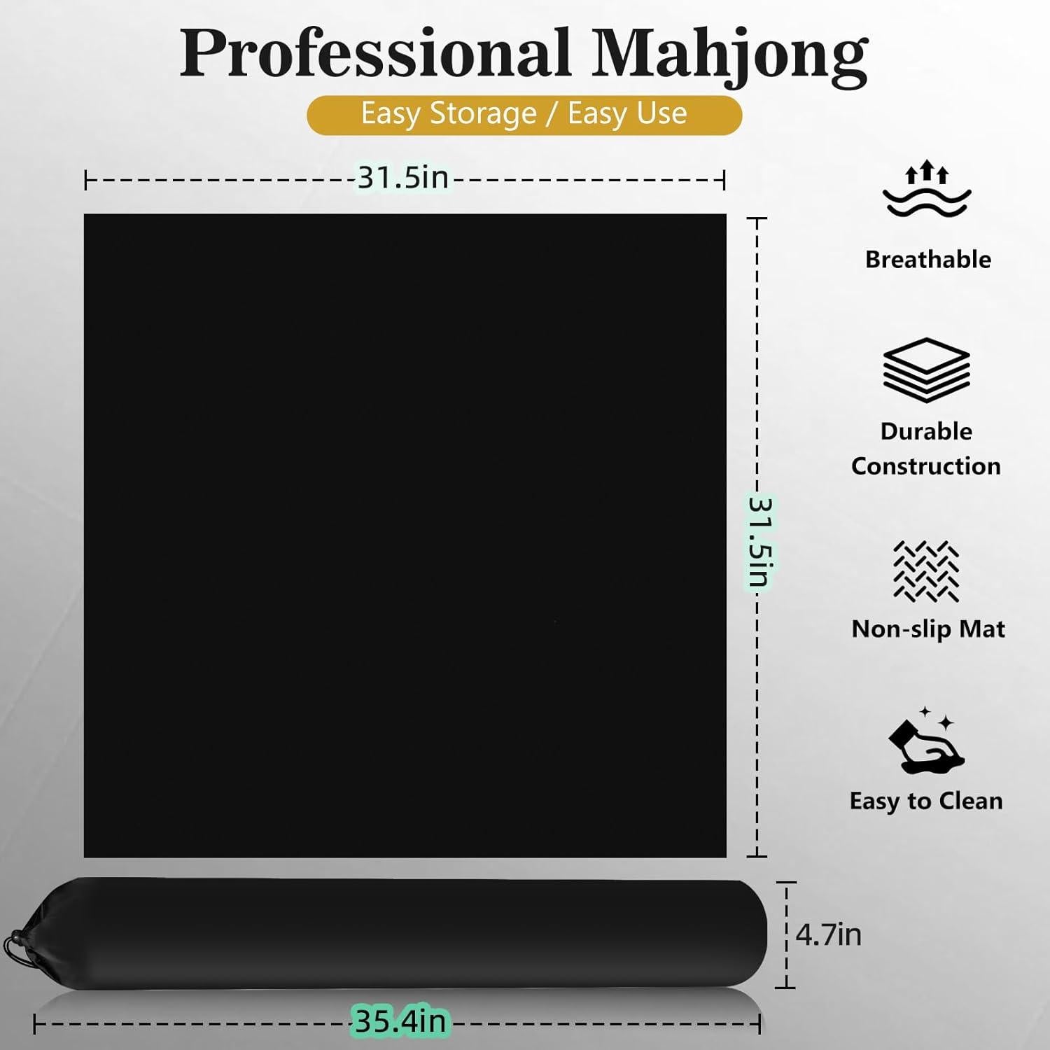 Alfombrilla de Mahjong YCK 80x80 cm Antideslizante y Sin Arrugas