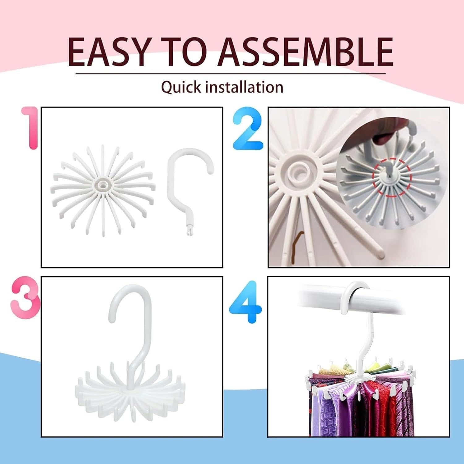 Perchero de Corbatas Circular YAFIYGI Blanco Organizador 360°