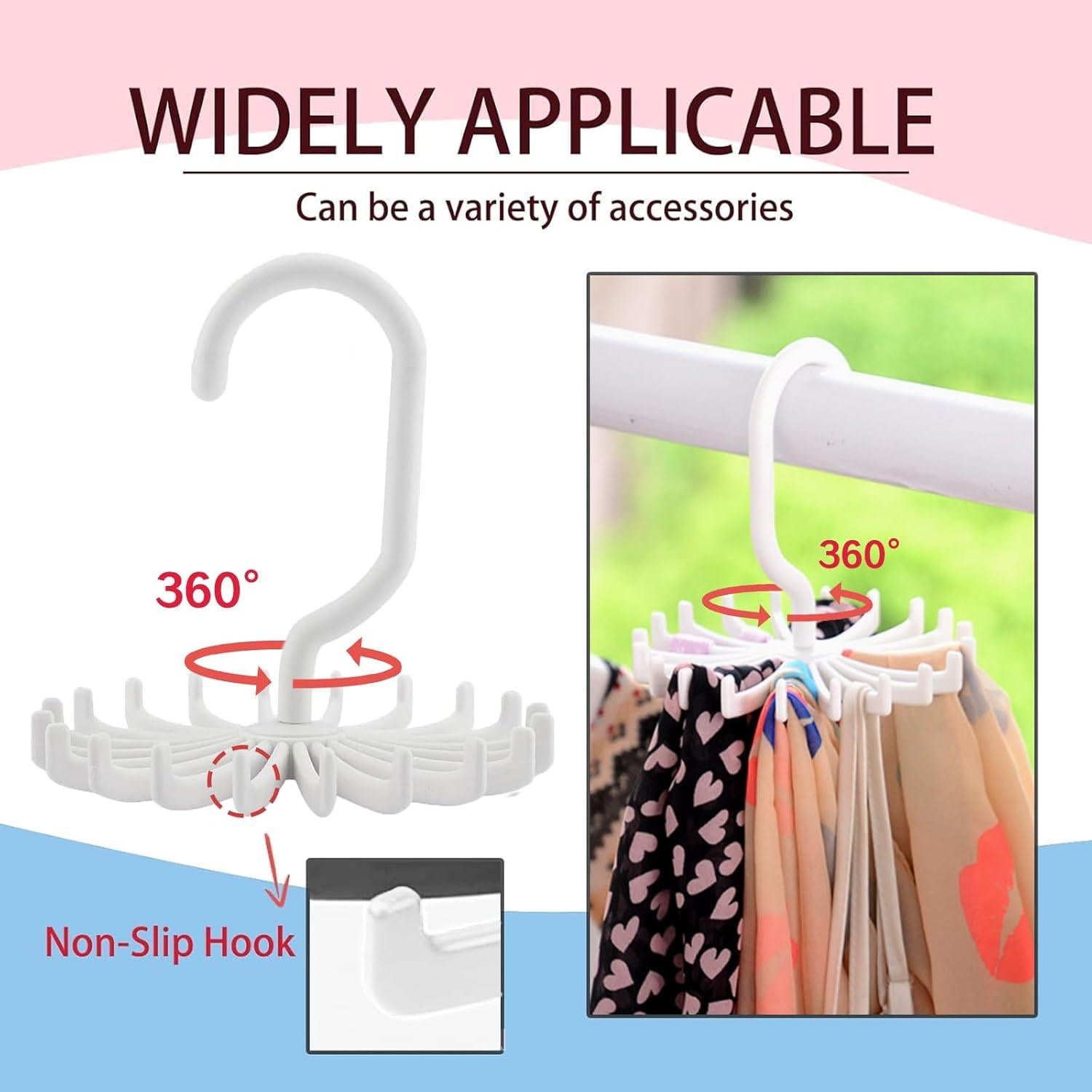 Perchero de Corbatas Circular YAFIYGI Blanco Organizador 360°